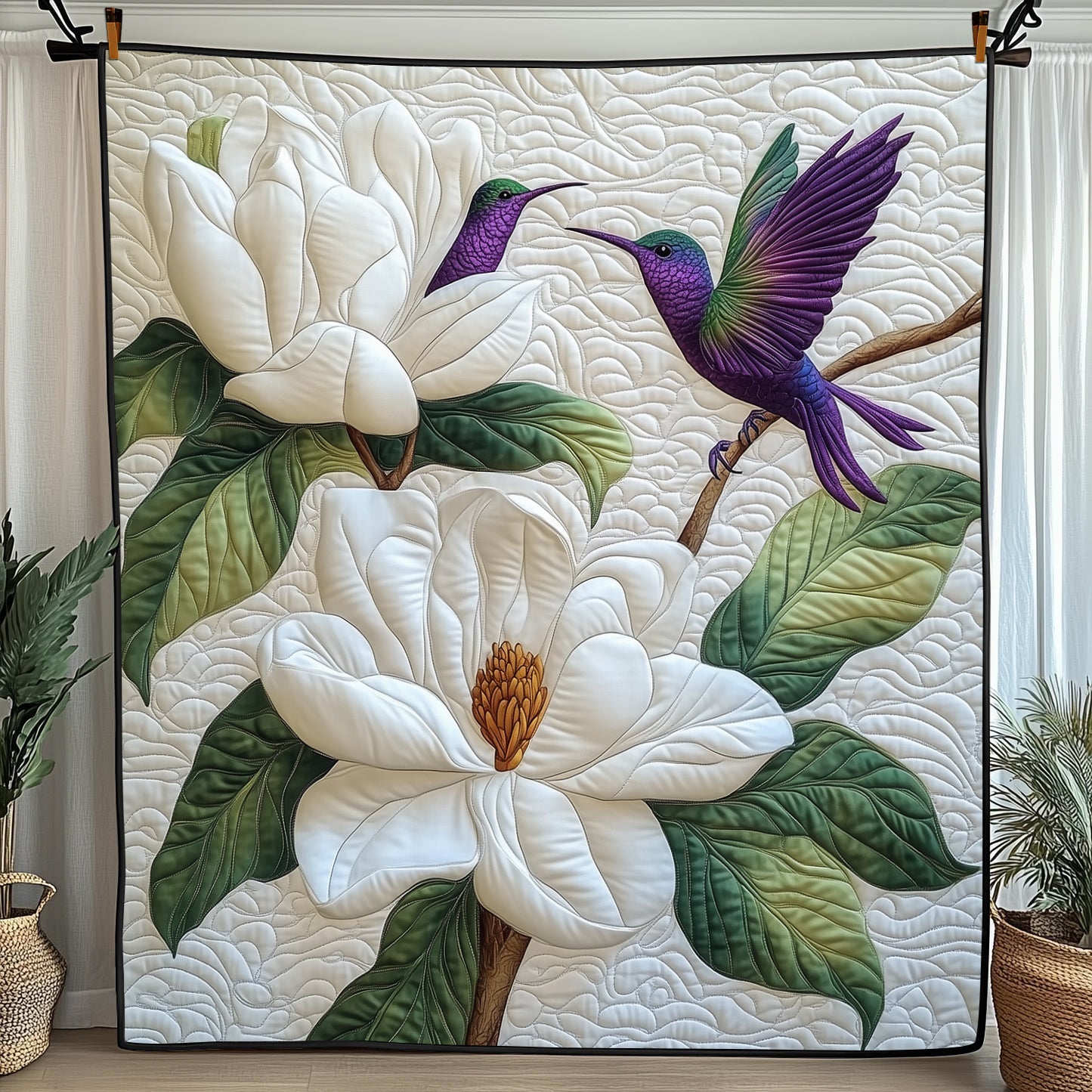 Hummingbird Grace Quilted Blanket Cute Cozy BlanketHummingbird Gifts For Dad