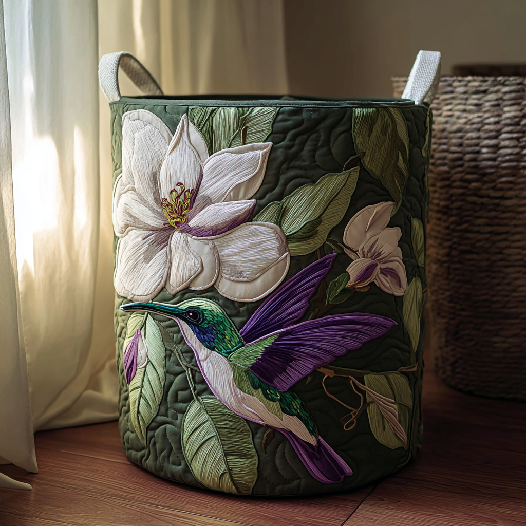 Hummingbird Grace Quilted Laundry Basket Great Stocking Stuffer