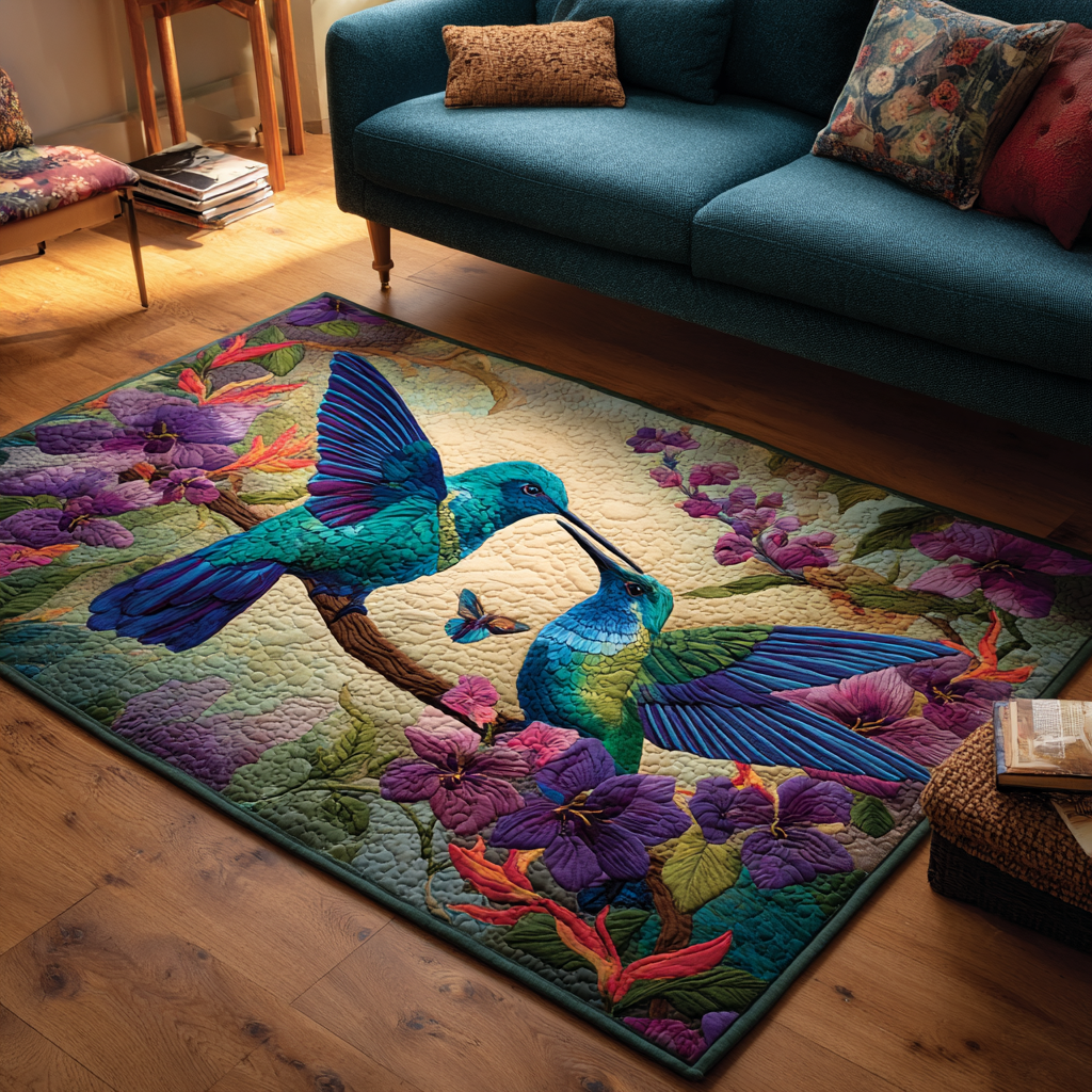 Hummingbird Harmony Area Rug Modern Holiday Decor Christmas Hummingbird Ornament