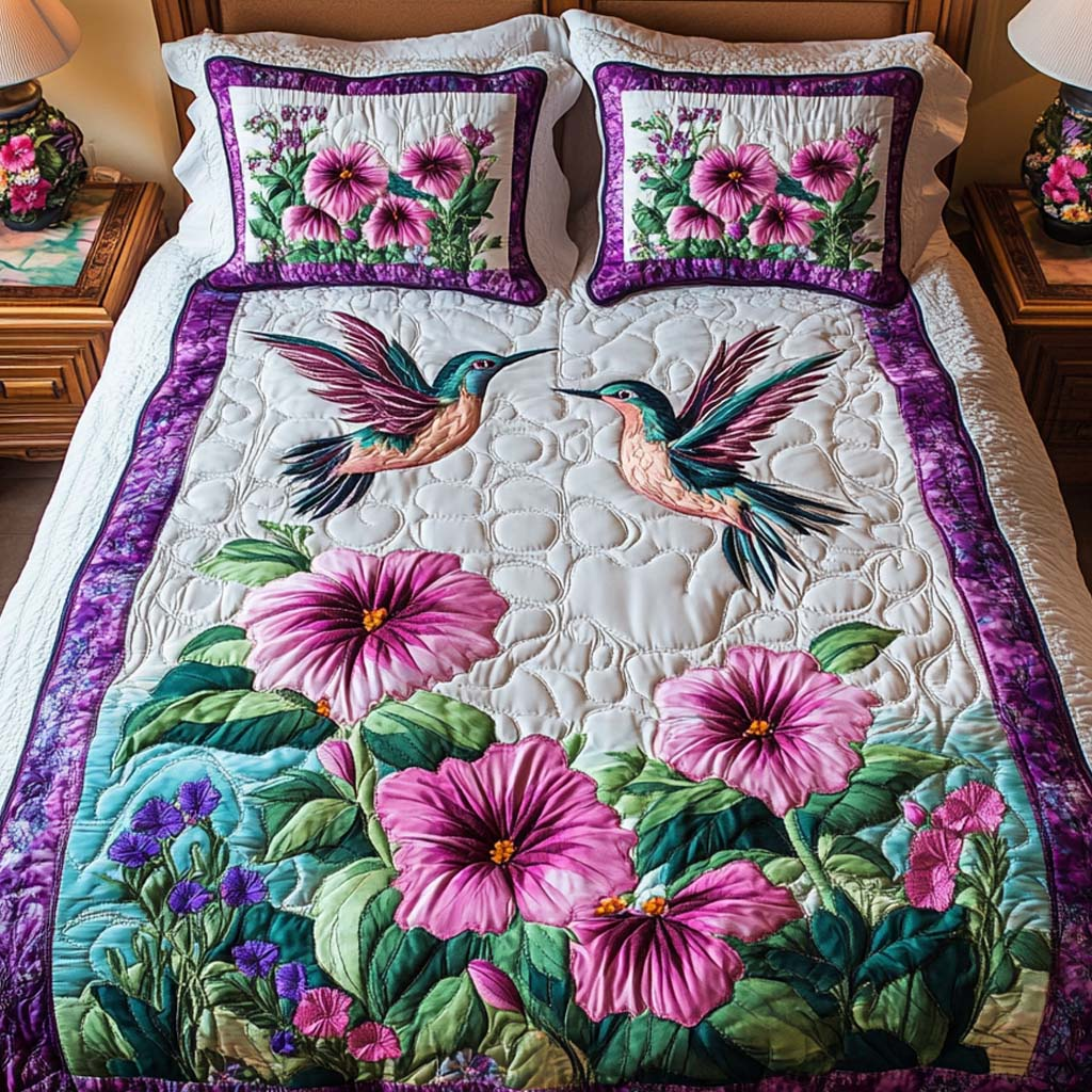 Hummingbird Harmony Quilt Bedding Set Comforter Sets Queen Unique Religious Gifts for Grandma