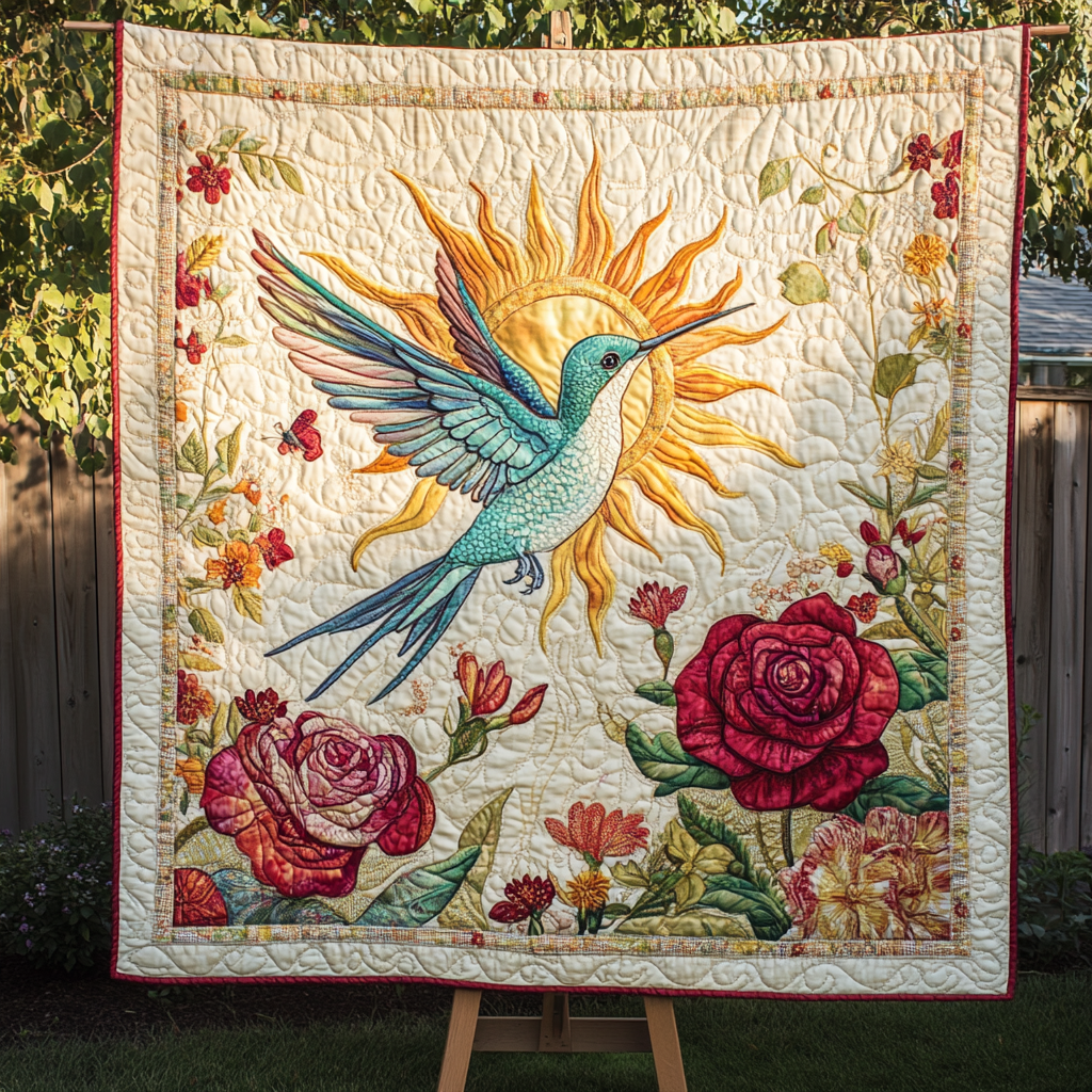 Hummingbird Harmony Quilted Blanket Gifts For Hummingbird Lovers