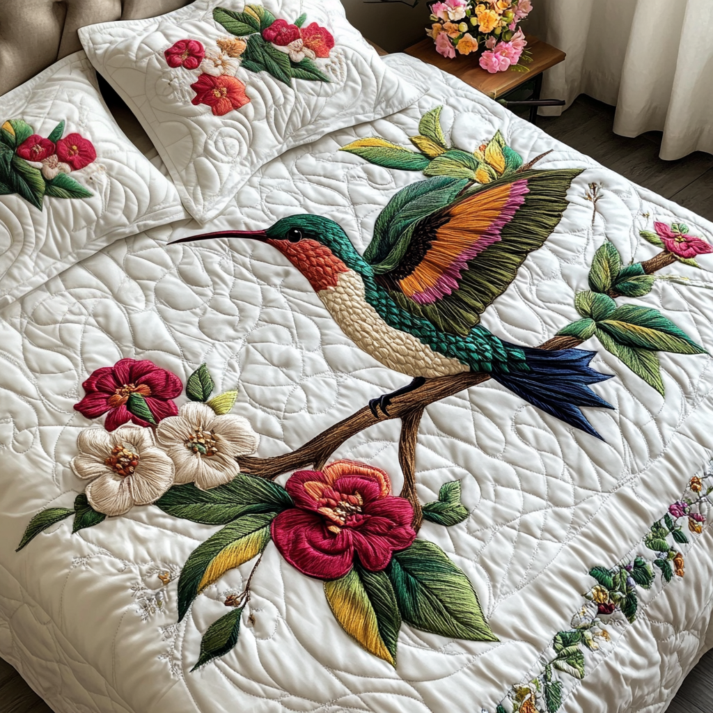 Hummingbird Haven Quilted Bedding Set Bed Decorations Unusual Hummingbird Gifts
