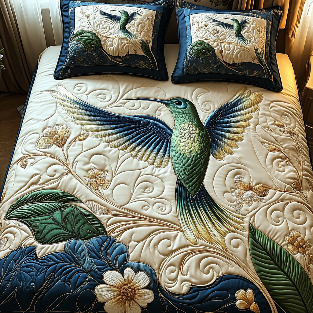 Hummingbird Haven Quilted Bedding Set Bed Room Decoration Hummingbird Birthday Gift Ideas
