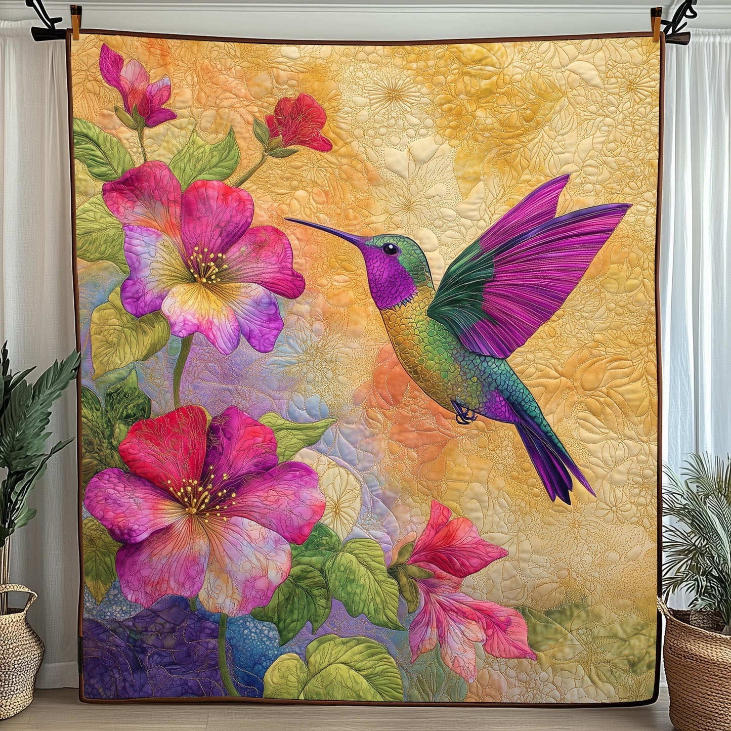 Hummingbird Haven Quilted Blanket Cute Cozy BlanketGreat Hummingbird Lover Gifts