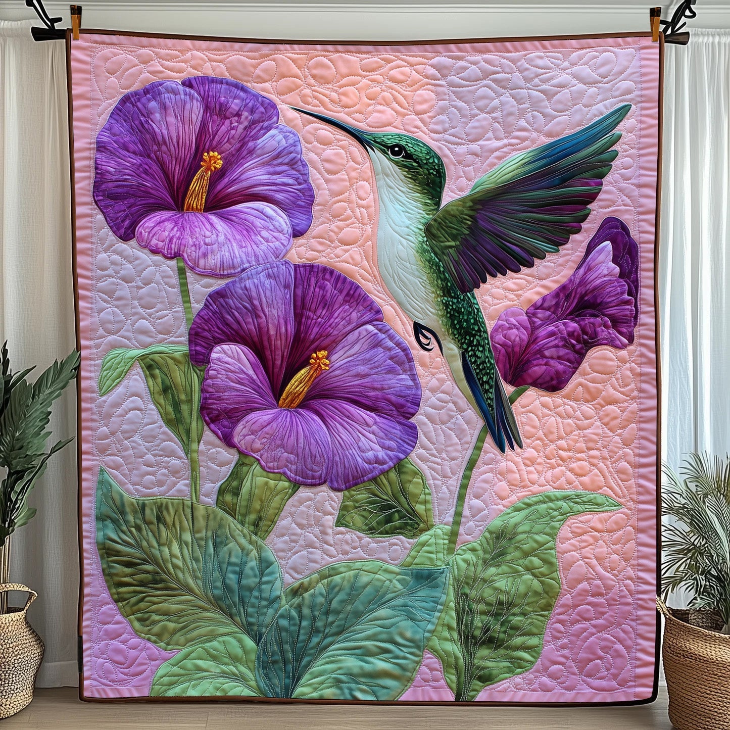 Hummingbird Haven Quilted Blanket Cute Cozy BlanketGreat Hummingbird Themed Gifts