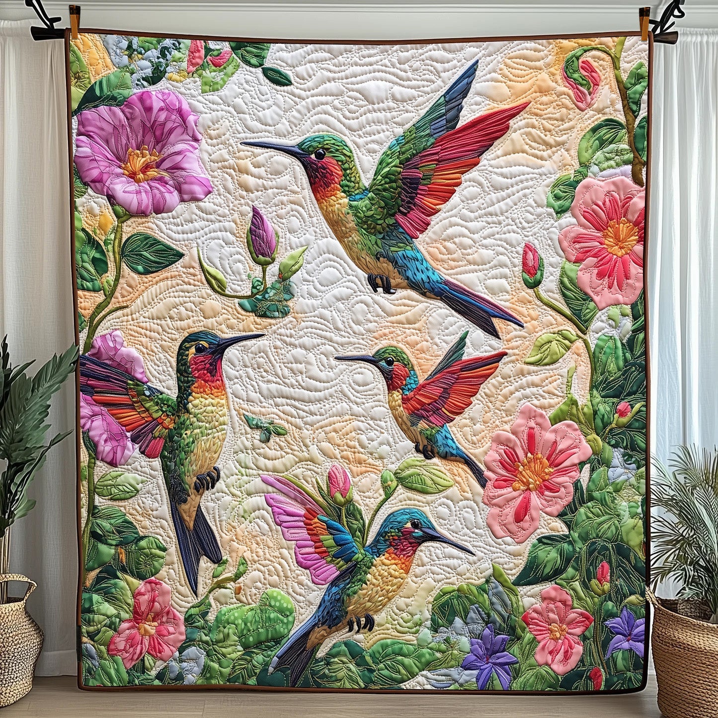 Hummingbird Haven Quilted Blanket Cute Cozy BlanketHummingbird Birthday Gift Ideas