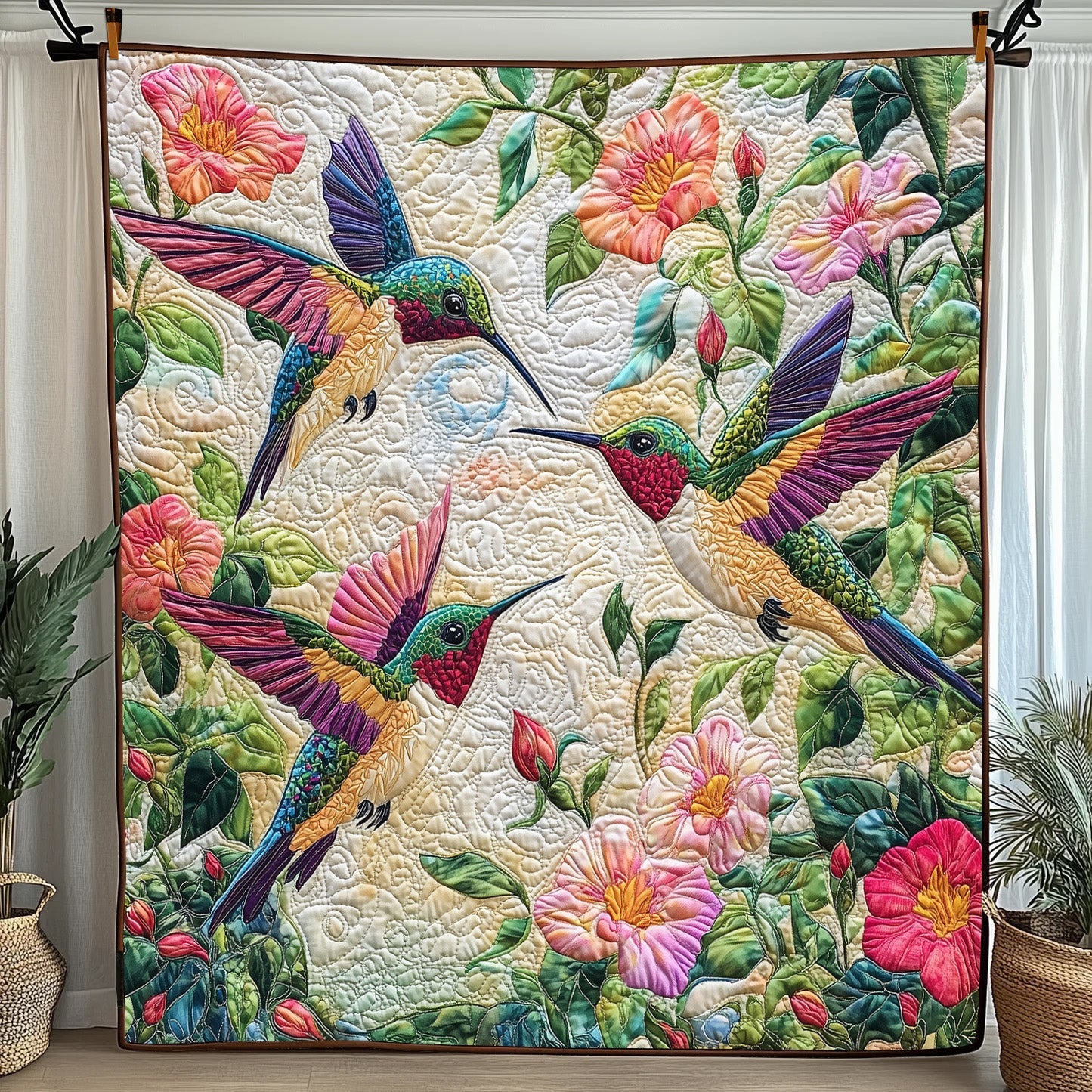 Hummingbird Haven Quilted Blanket Cute Cozy BlanketHummingbird Gifts For Mom