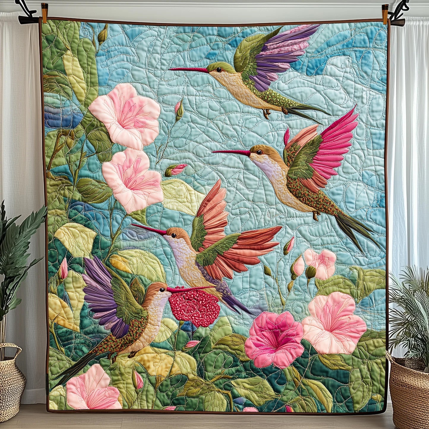 Hummingbird Haven Quilted Blanket Cute Cozy BlanketHummingbird Themed Birthday Presents