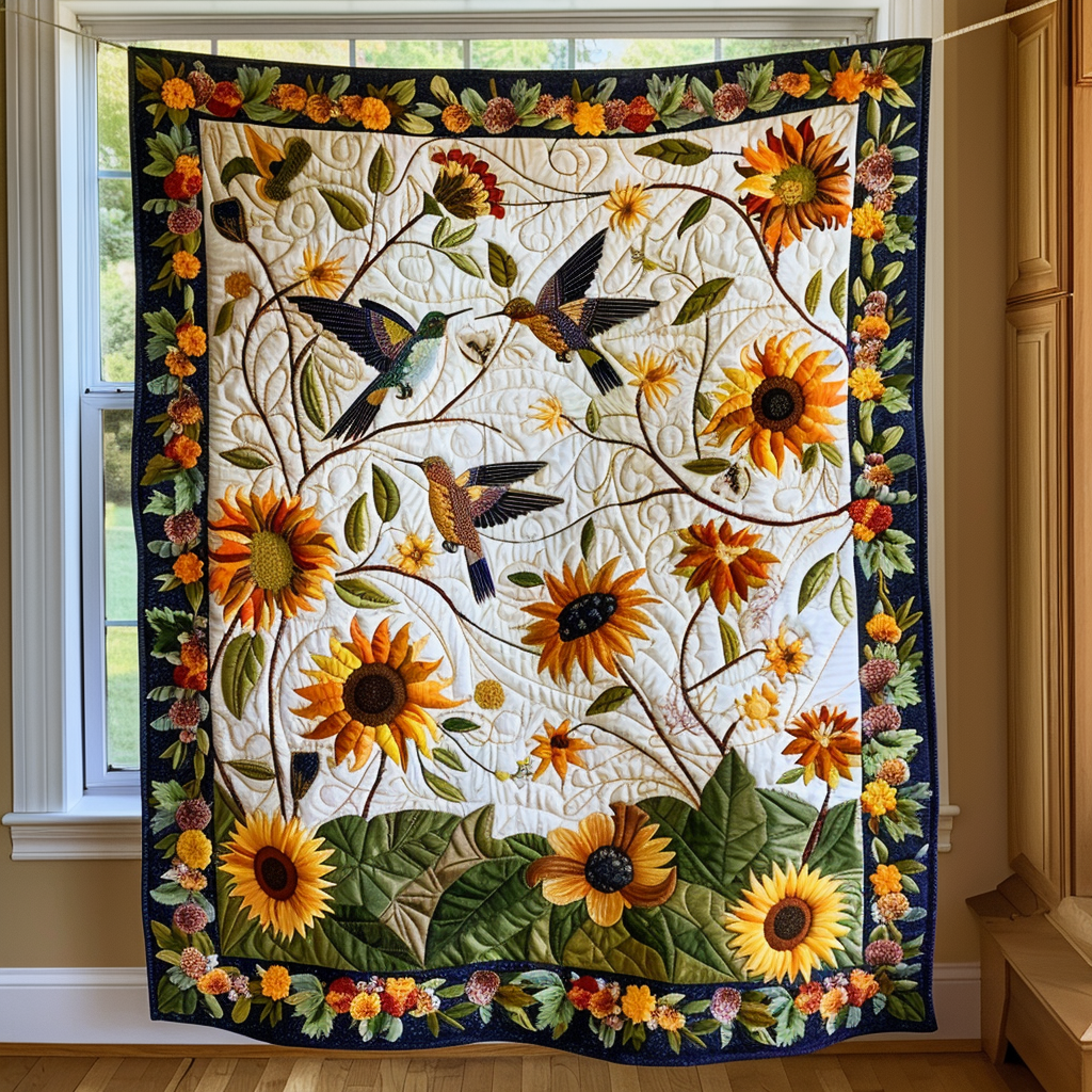Hummingbird Haven Quilted Blanket Gifts For Hummingbird Lovers