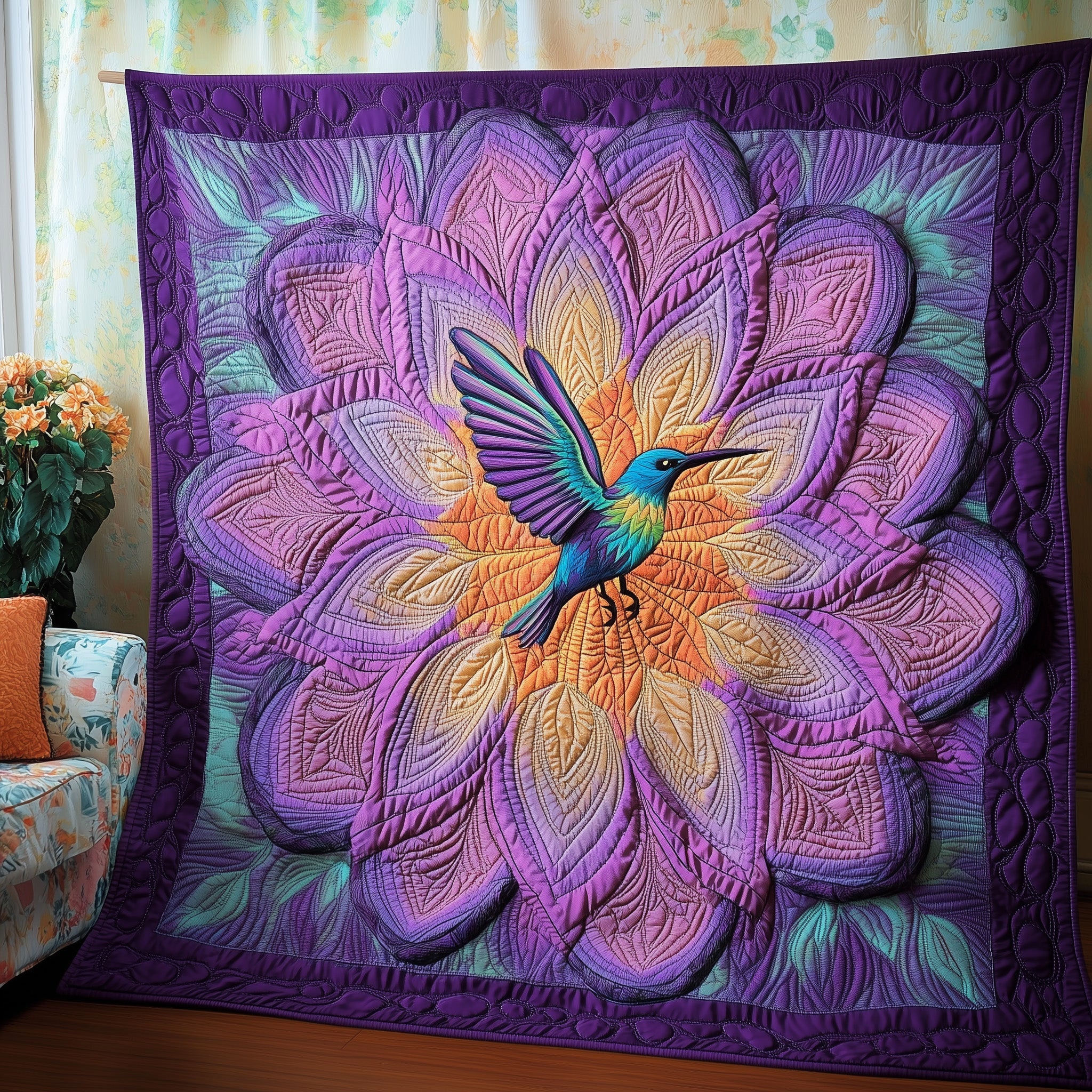 Hummingbird Haven Quilted Blanket Nice Throw BlanketBeautiful Hummingbird Gifts