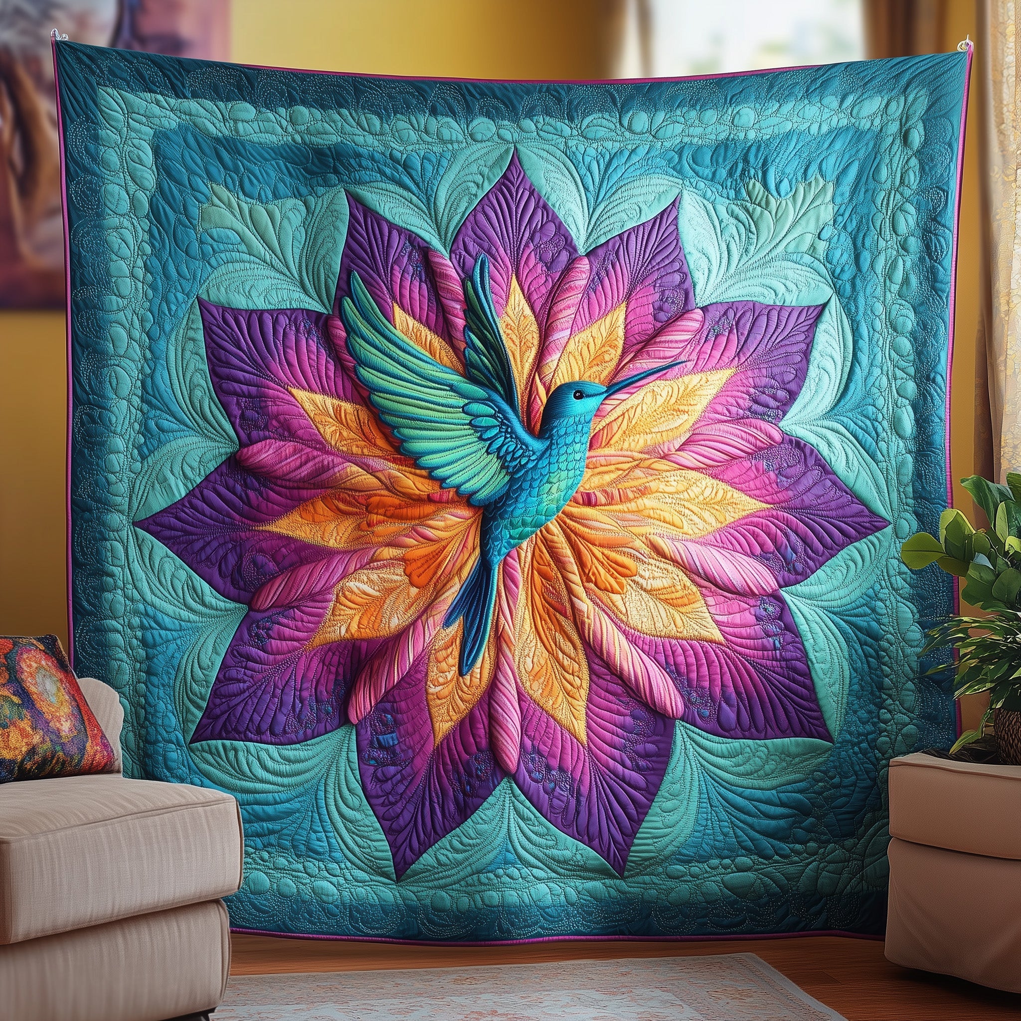 Hummingbird Haven Quilted Blanket Nice Throw BlanketCool Hummingbird Gifts Christmas