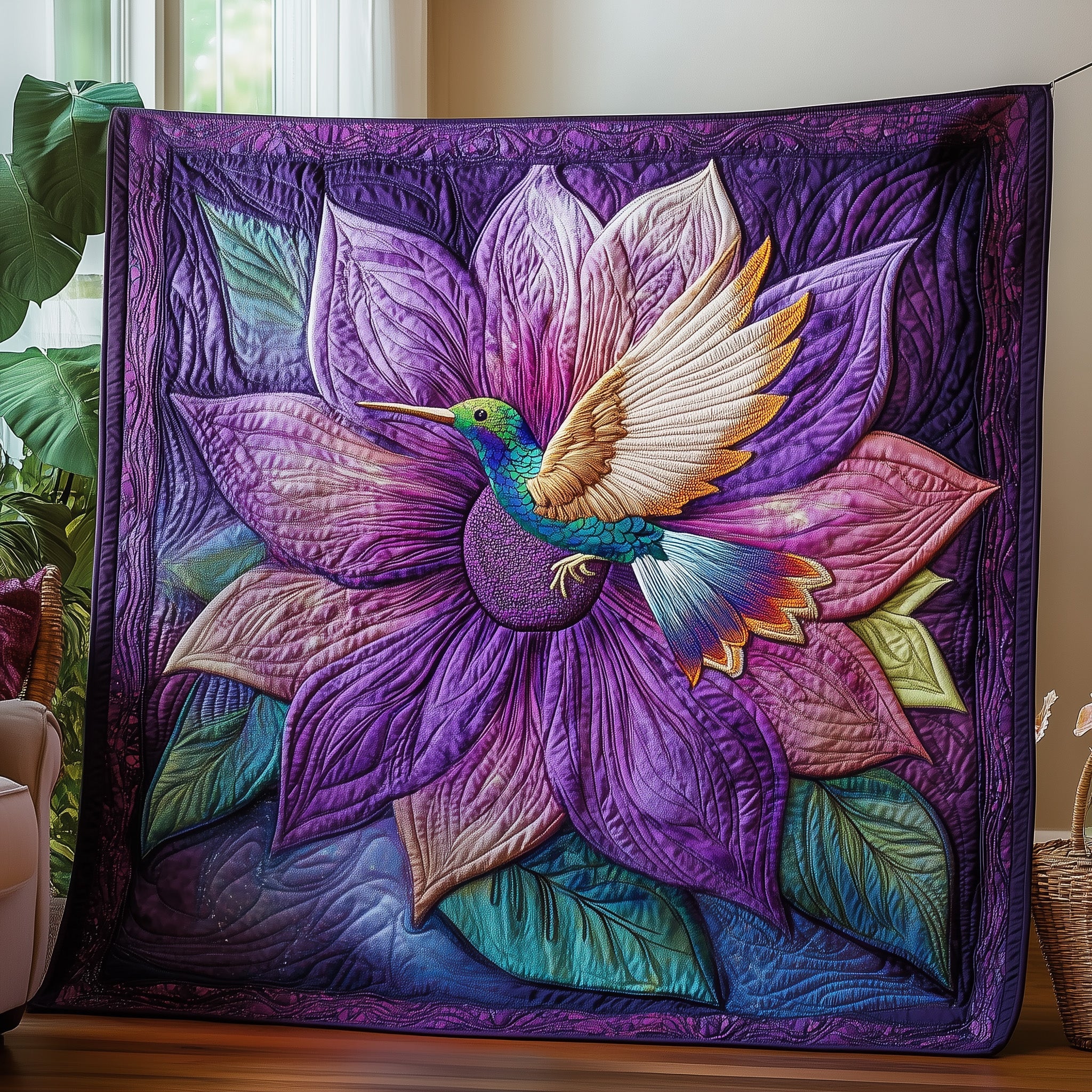Hummingbird Haven Quilted Blanket Nice Throw BlanketGifts For Hummingbird Watchers