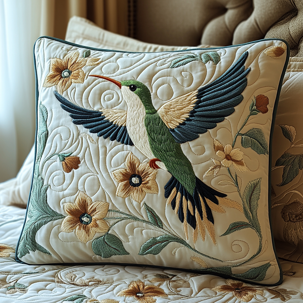 Hummingbird Haven Quilted Pillow Case Cute Pillow Covers Gifts For Hummingbird Watchers