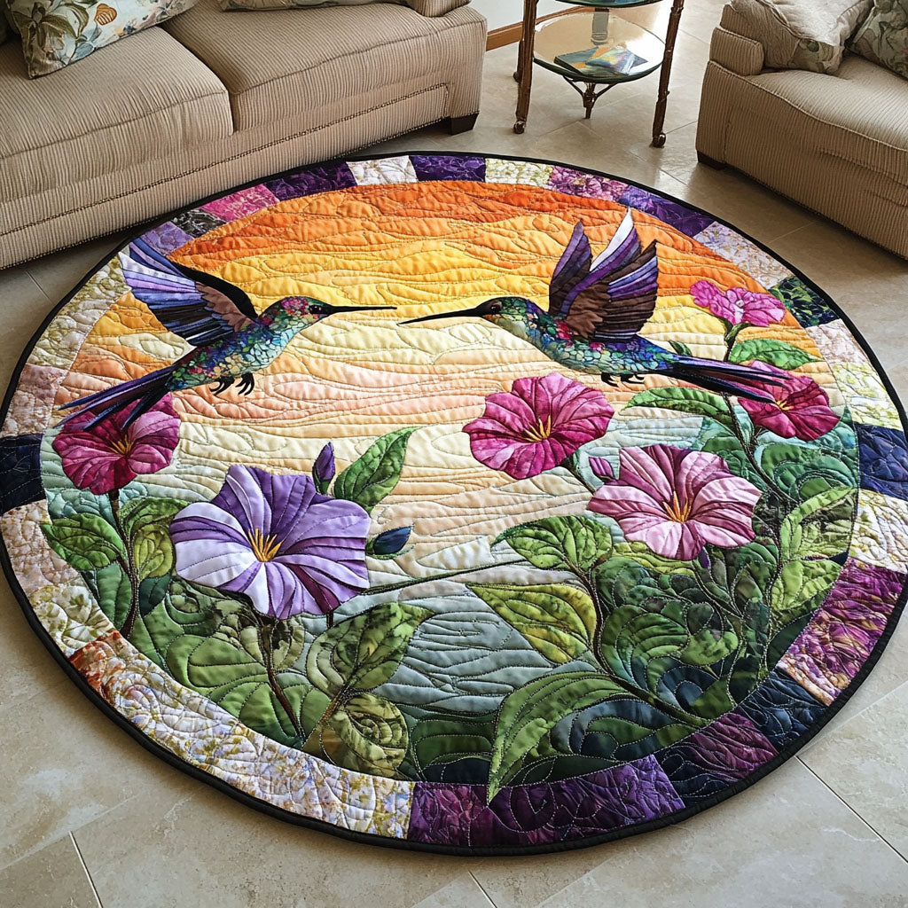 Hummingbird Haven Quilted Round Mat Front Entryway Ideas Blanket With Sunflowers