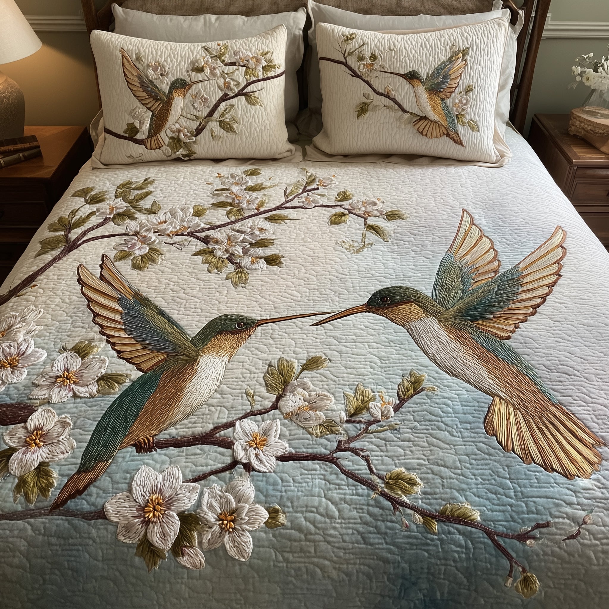 Hummingbird Heaven Quilted Bedding Set Duvet Cover Bedspread Hummingbird Gifts For Grandma