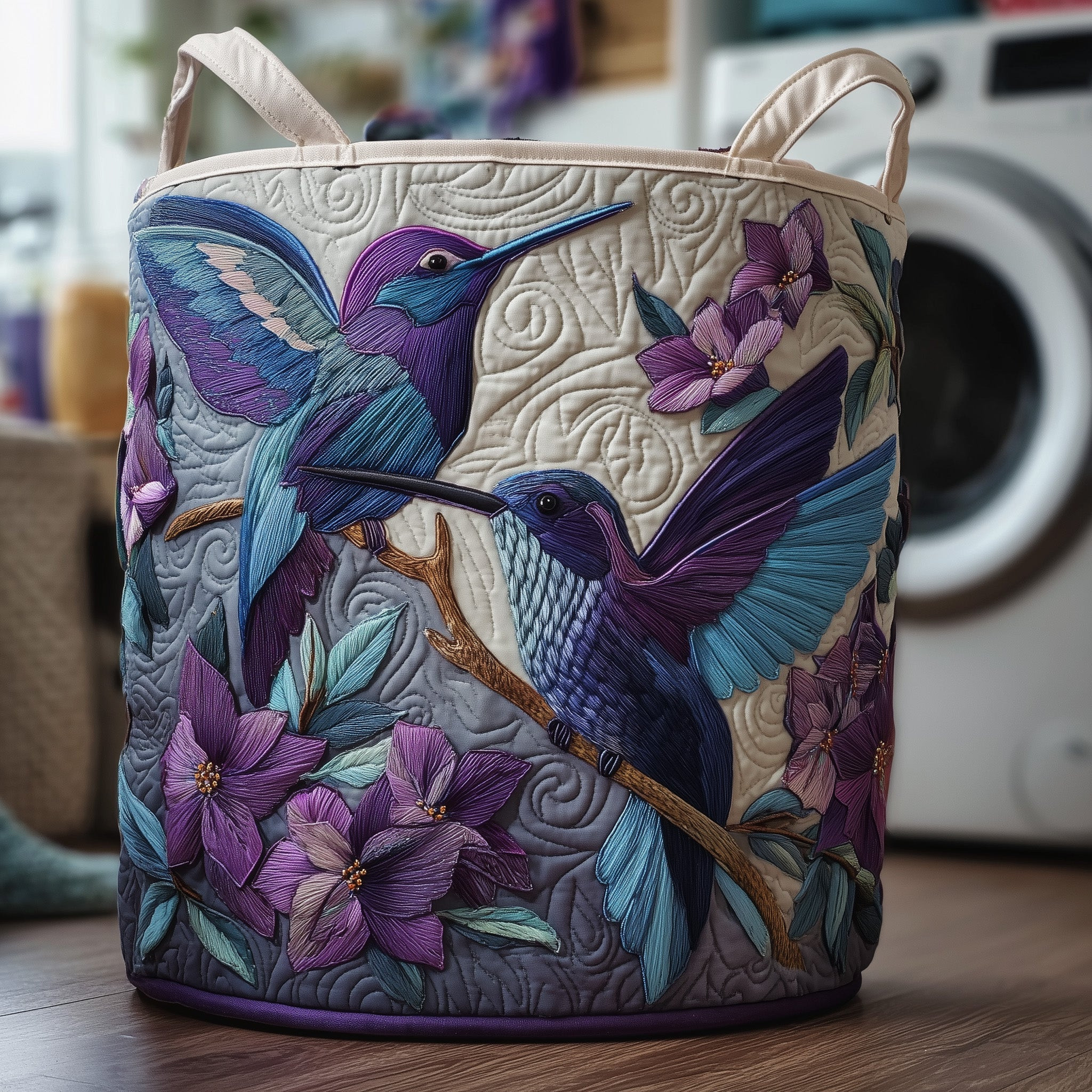 Hummingbird Heaven Quilted Laundry Basket Housewarming Home Decor Gifts For Girlfriend