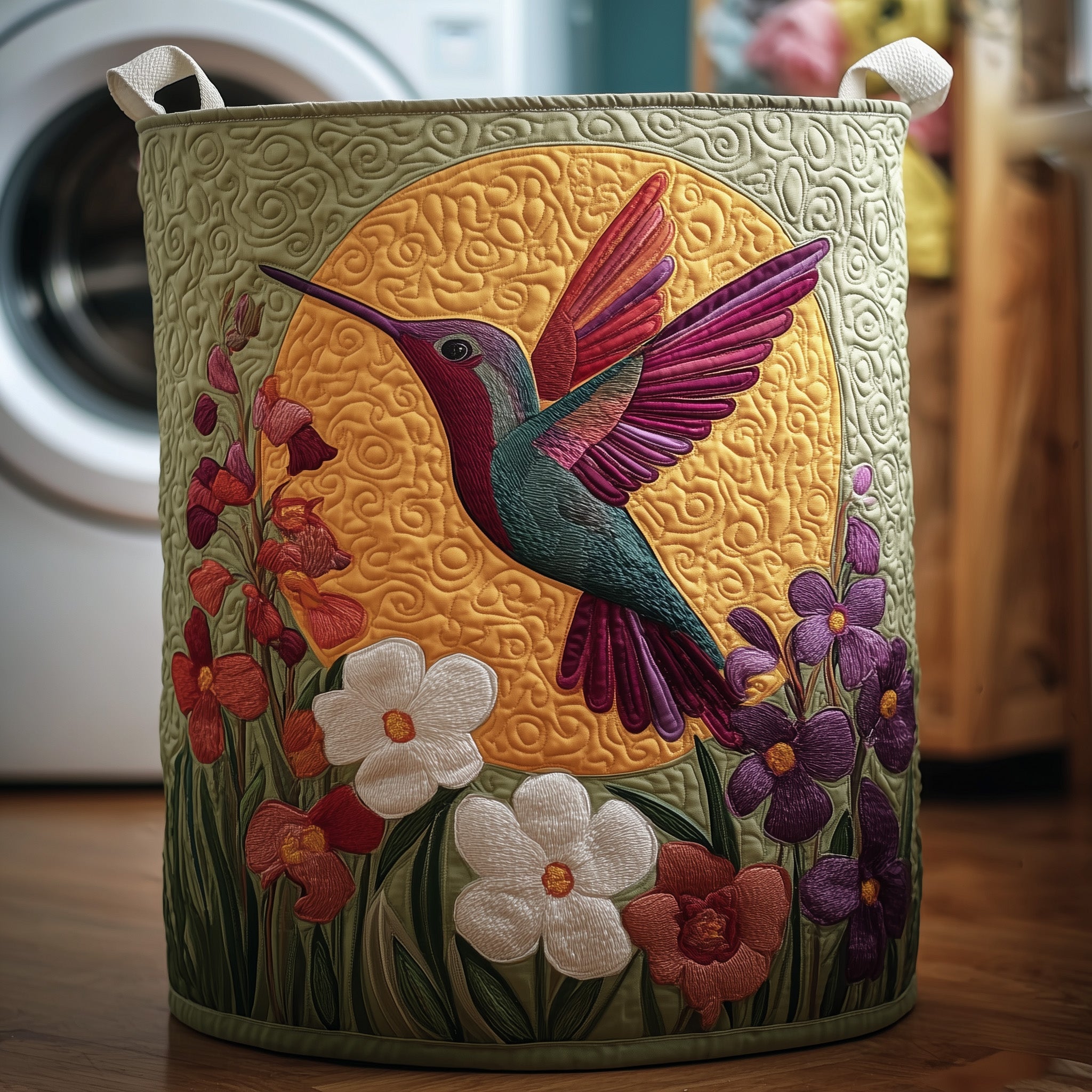 Hummingbird Heaven Quilted Laundry Basket Lovely Holiday Present For Friends