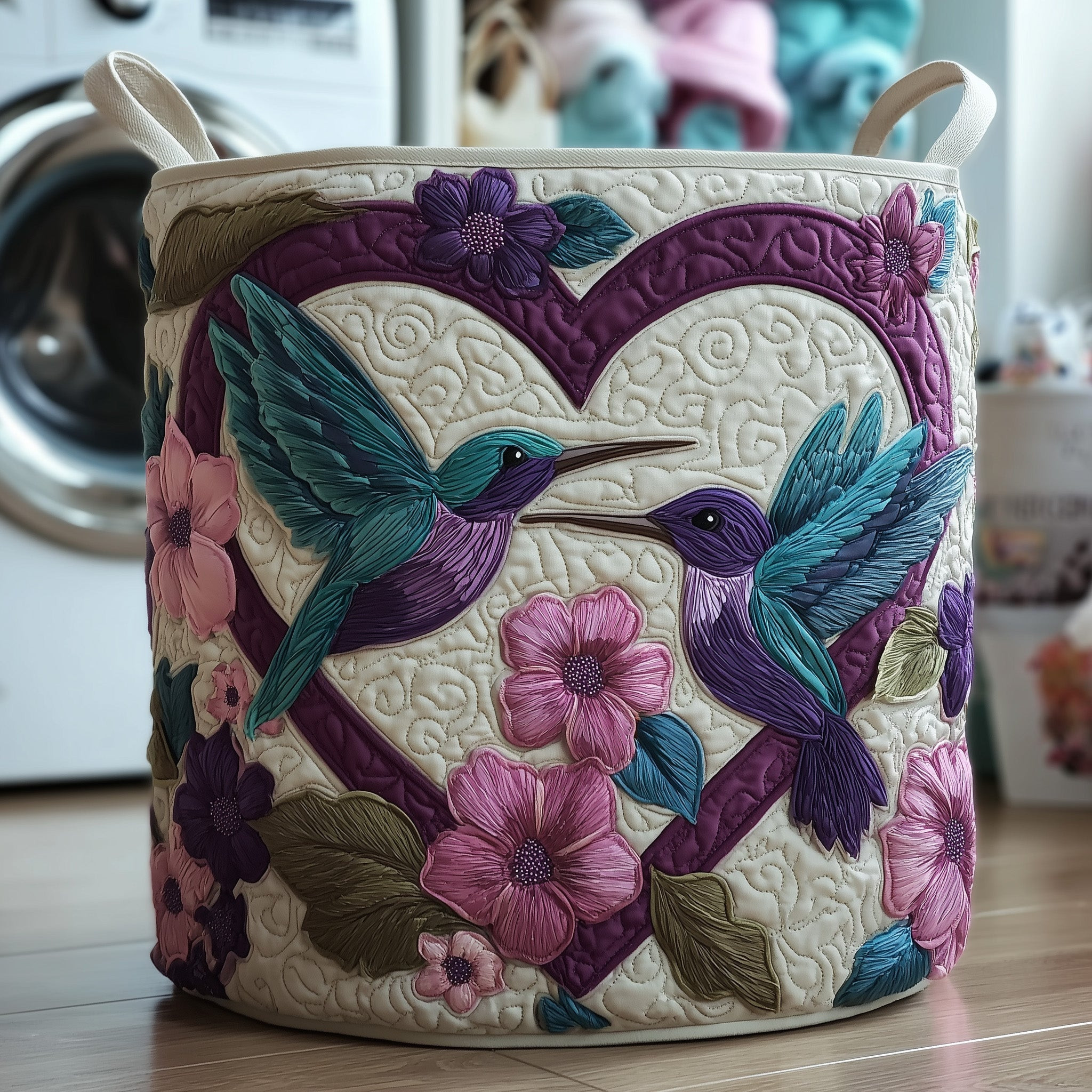 Hummingbird Heaven Quilted Laundry Basket Trendy Home Decor Hummingbird Lover Gifts