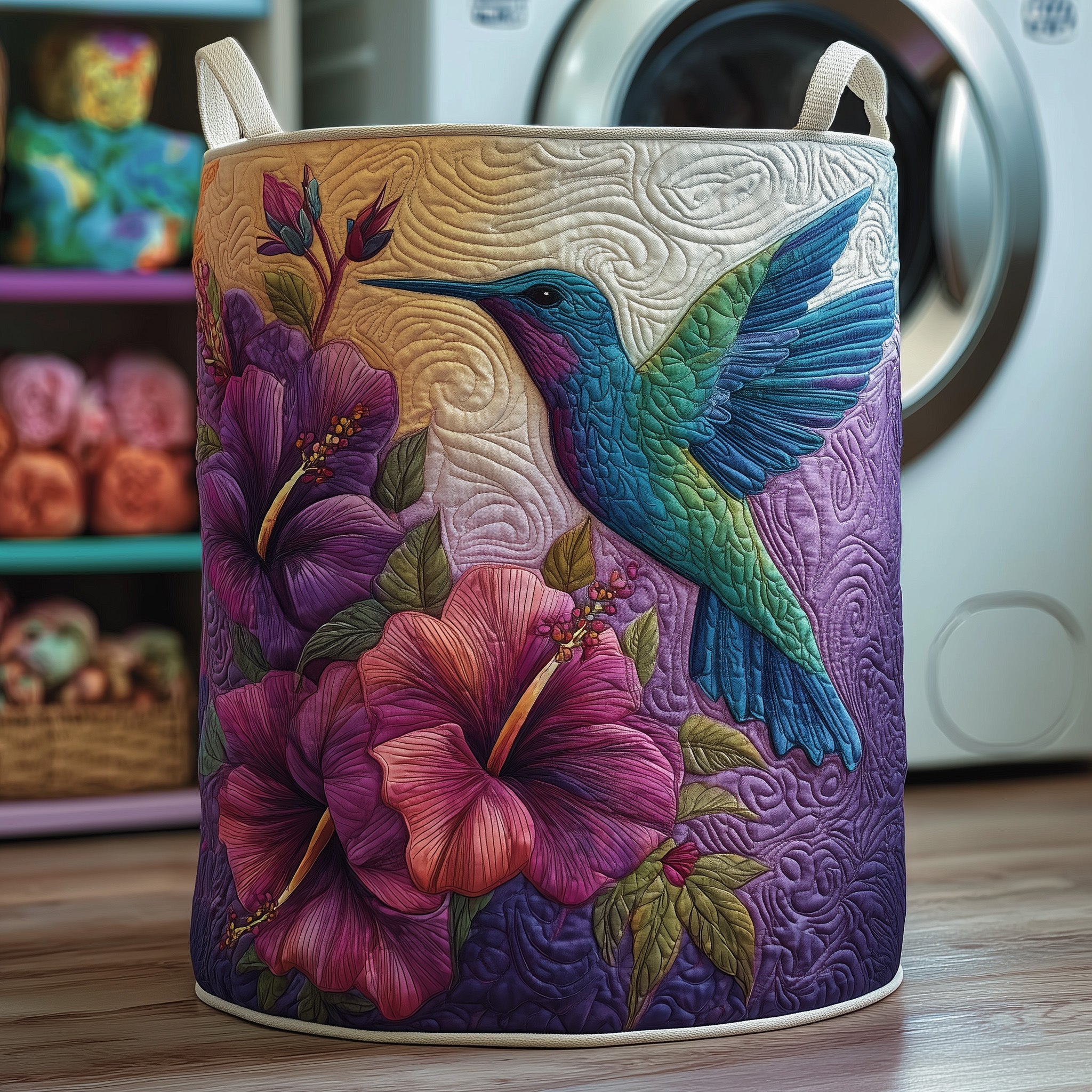 Hummingbird Heaven Quilted Laundry Basket Wonderful Flying Bird Present For Bird Lovers
