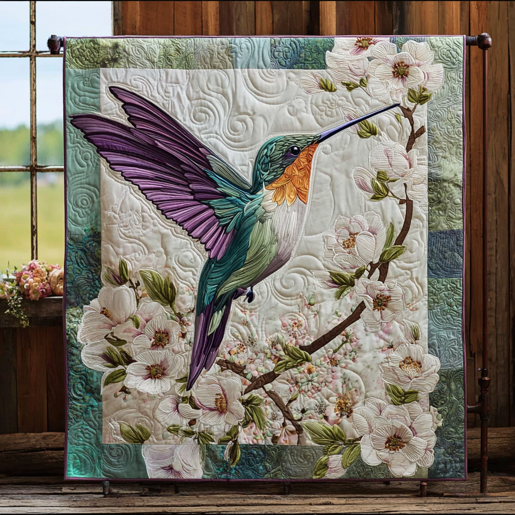 Hummingbird Joy Quilted Blanket Christmas Room Decor Good Christian Gifts