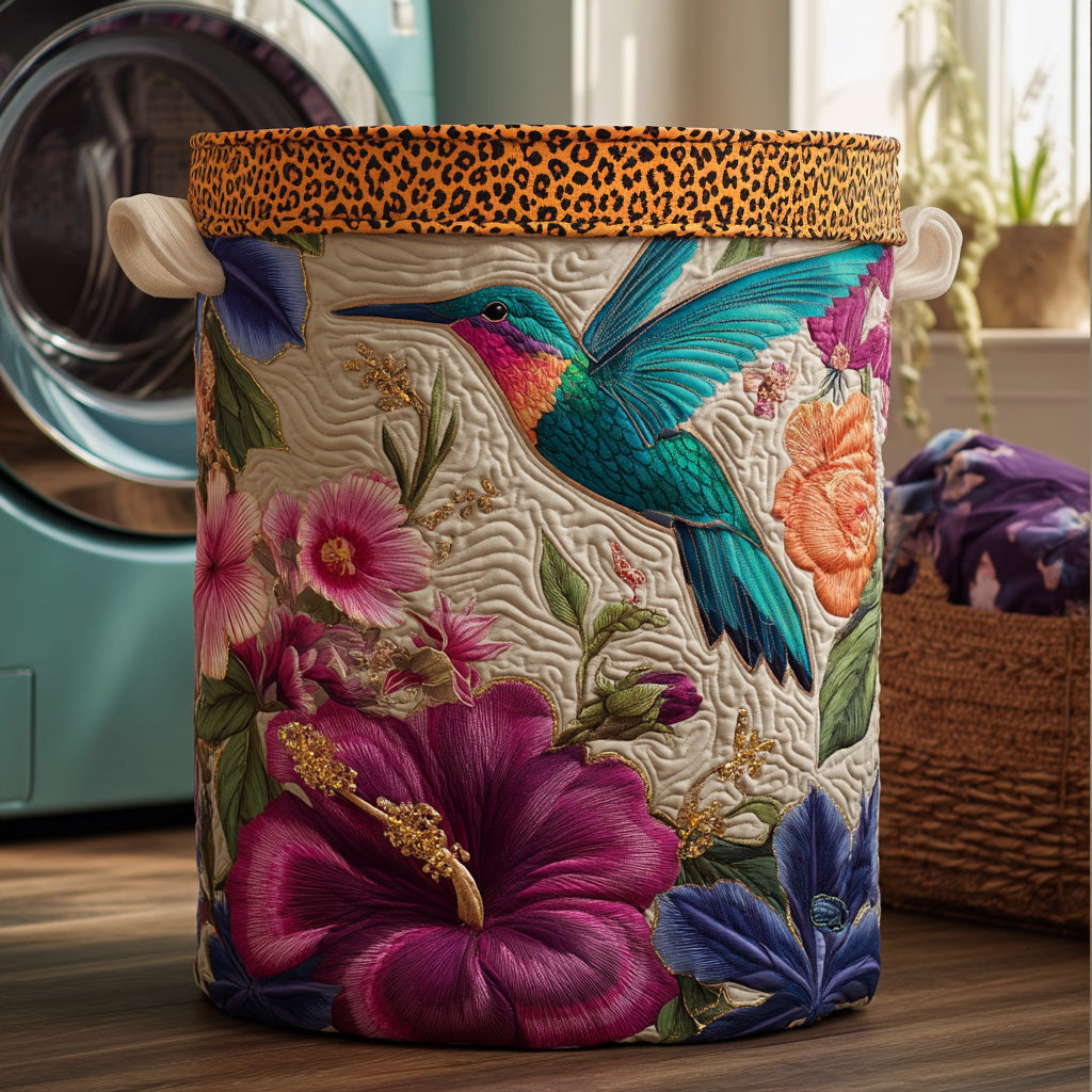 Hummingbird Keepsake Quilted Laundry Basket Merch For Friends