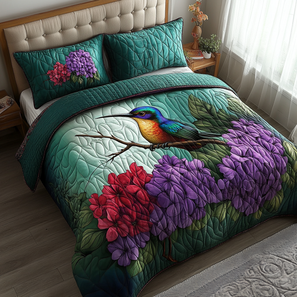 Hummingbird Lace Quilted Bedding Set Bed Decor Hummingbird Gifts For Him