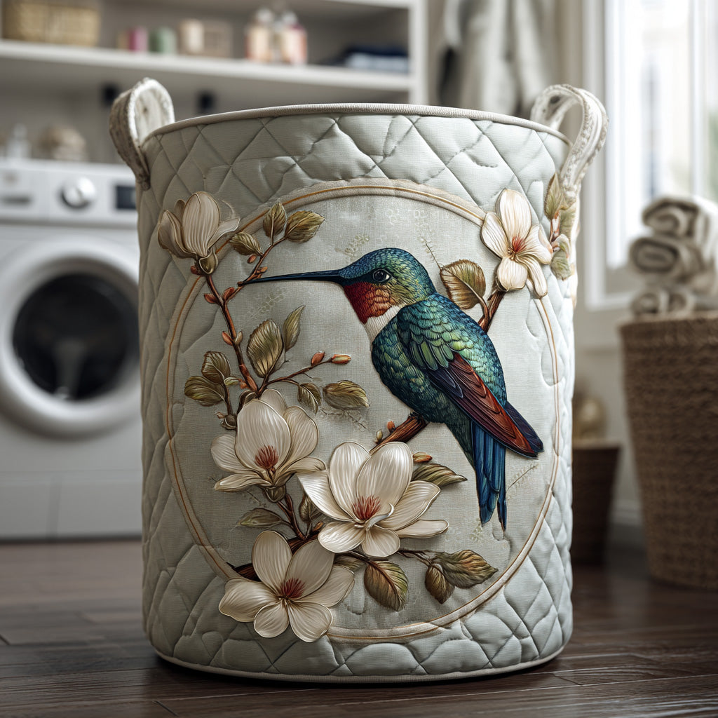 Hummingbird Lace Quilted Laundry Basket Merch For Friends