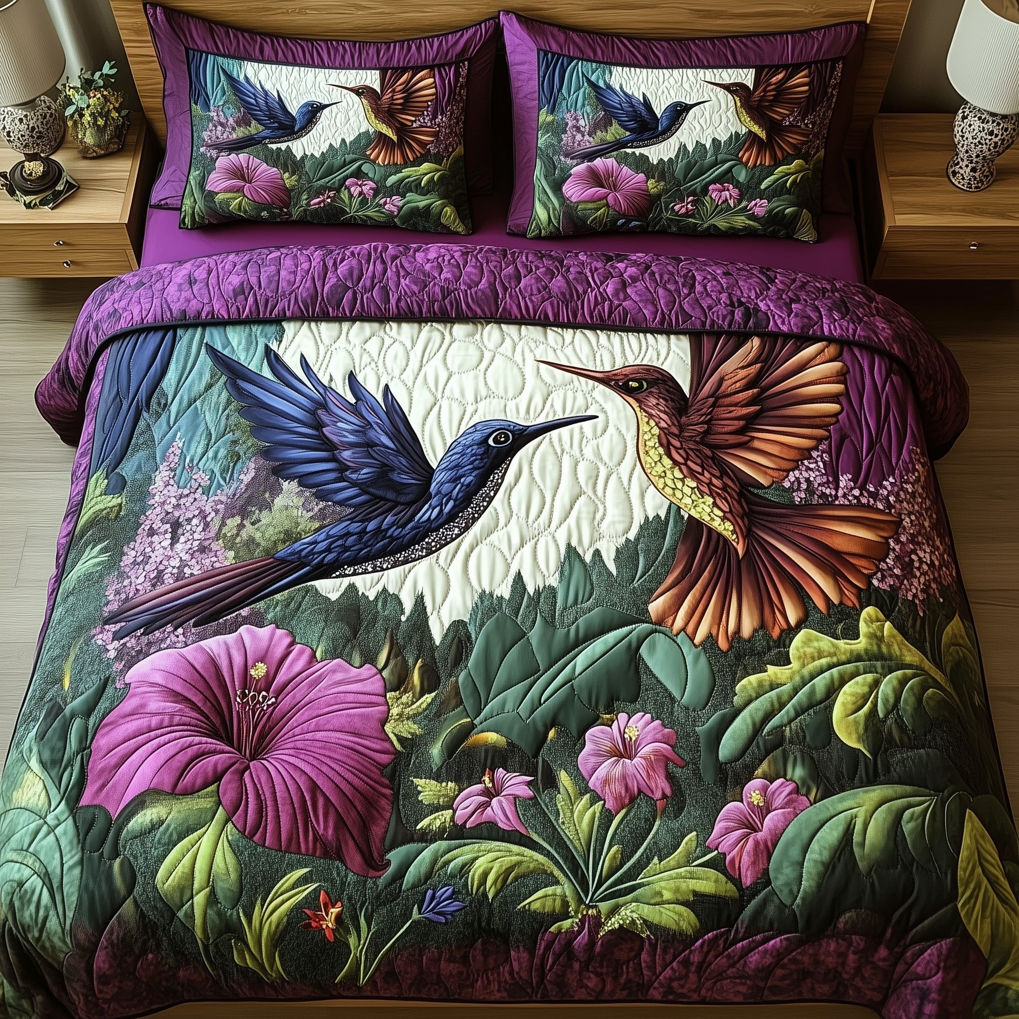 Hummingbird Love Quilted Bedding Set Duvet Cover Bed Sheet Hummingbird Gifts For Mom