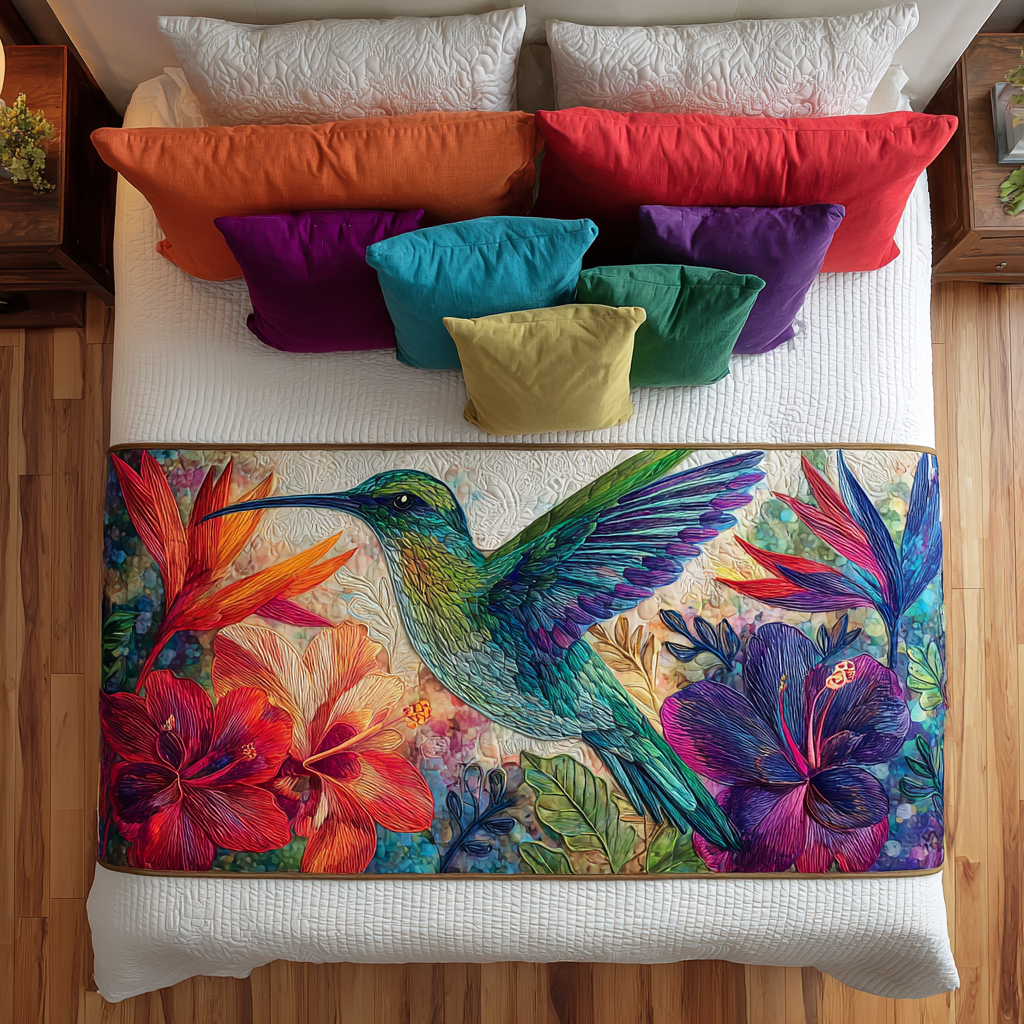 Hummingbird Magic Quilted Bed Runner Bed Decorations Best Gifts For Hummingbird Lovers