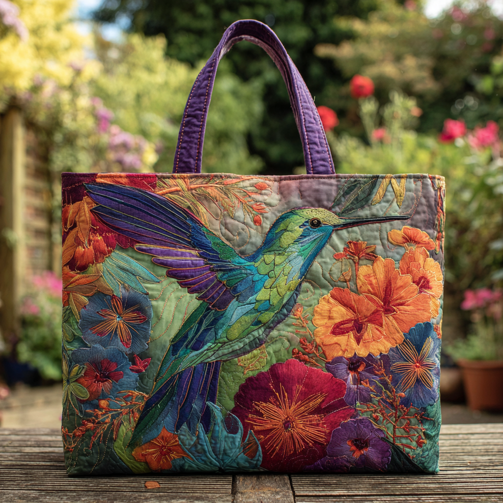Hummingbird Magic Quilted Tote Bag Hummingbird Feeder Gift