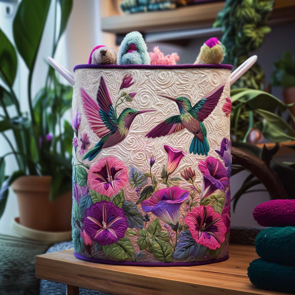 Hummingbird Meadow Song Quilted Laundry Basket Perfect Birthday Gift Idea