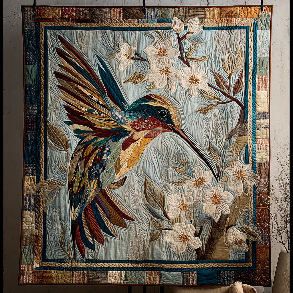 Hummingbird Melody Quilted Blanket Cool Throw Blanket Christian Gifts For Dad