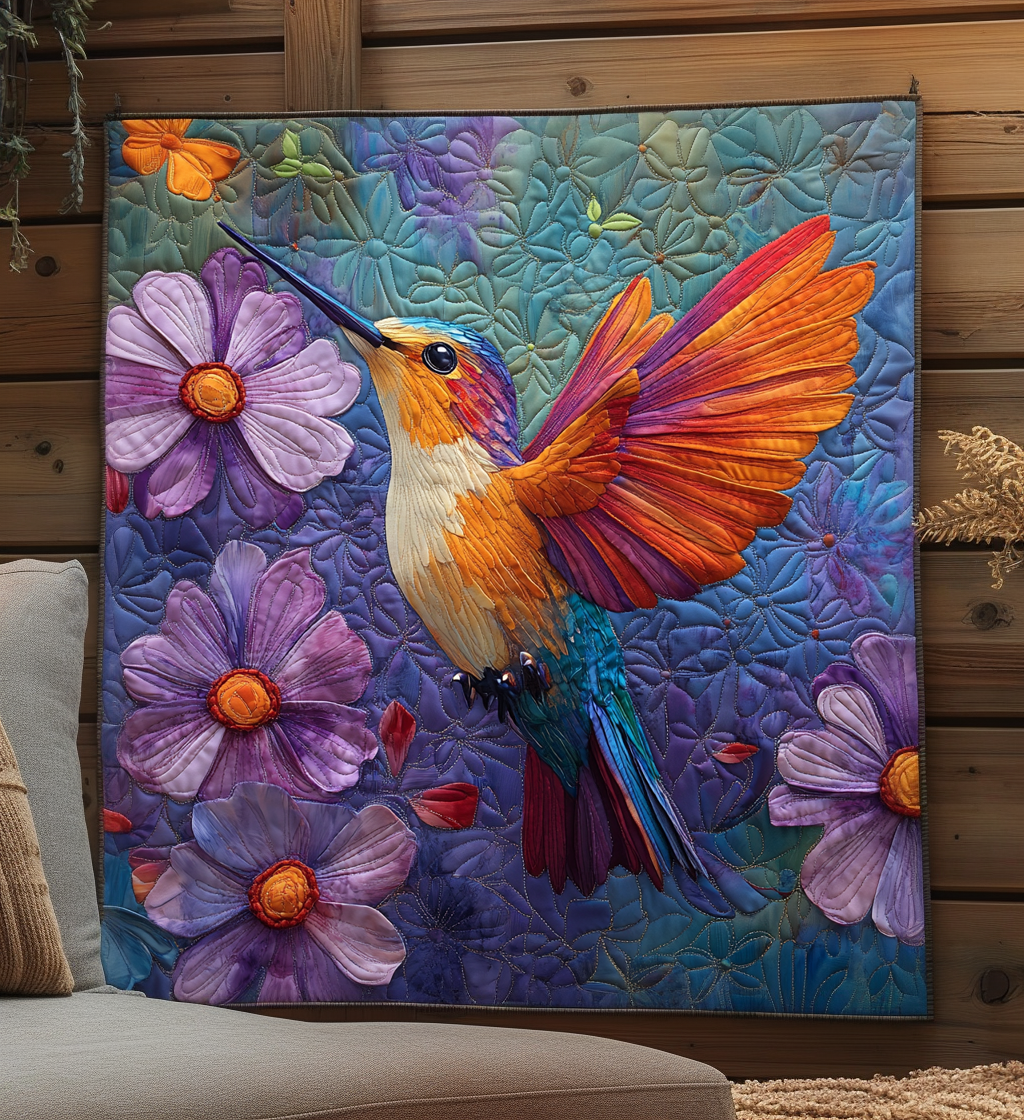 Hummingbird Mist Quilted Blanket Gifts For Hummingbird Lovers