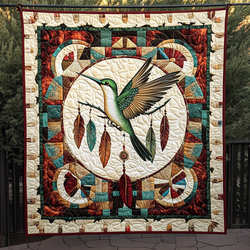 Hummingbird Native Quilted Blanket Gifts For Hummingbird Lovers
