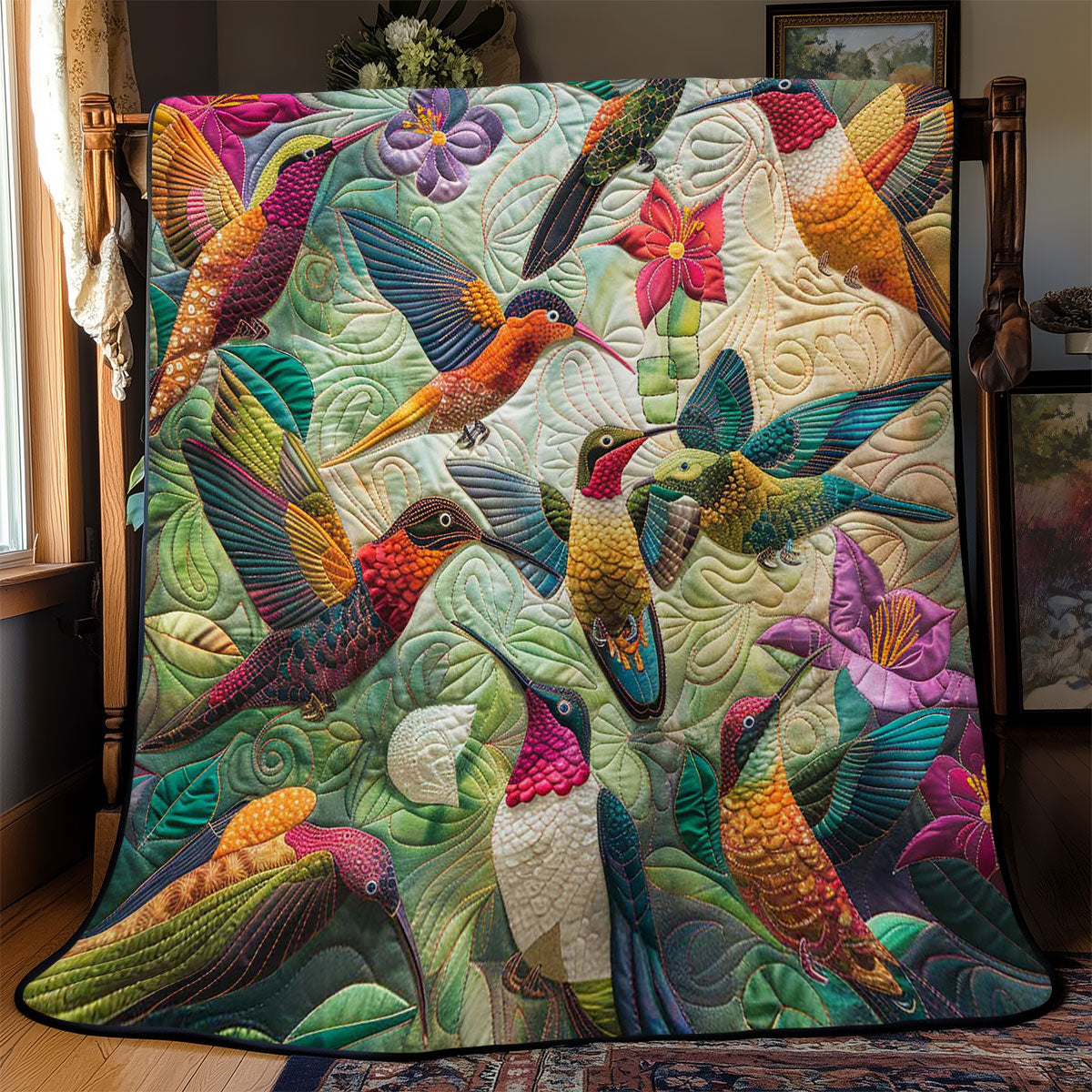 Hummingbird Paradise Quilt Blanket Christmas Throw Blanket Jesus Gifts For Christmas