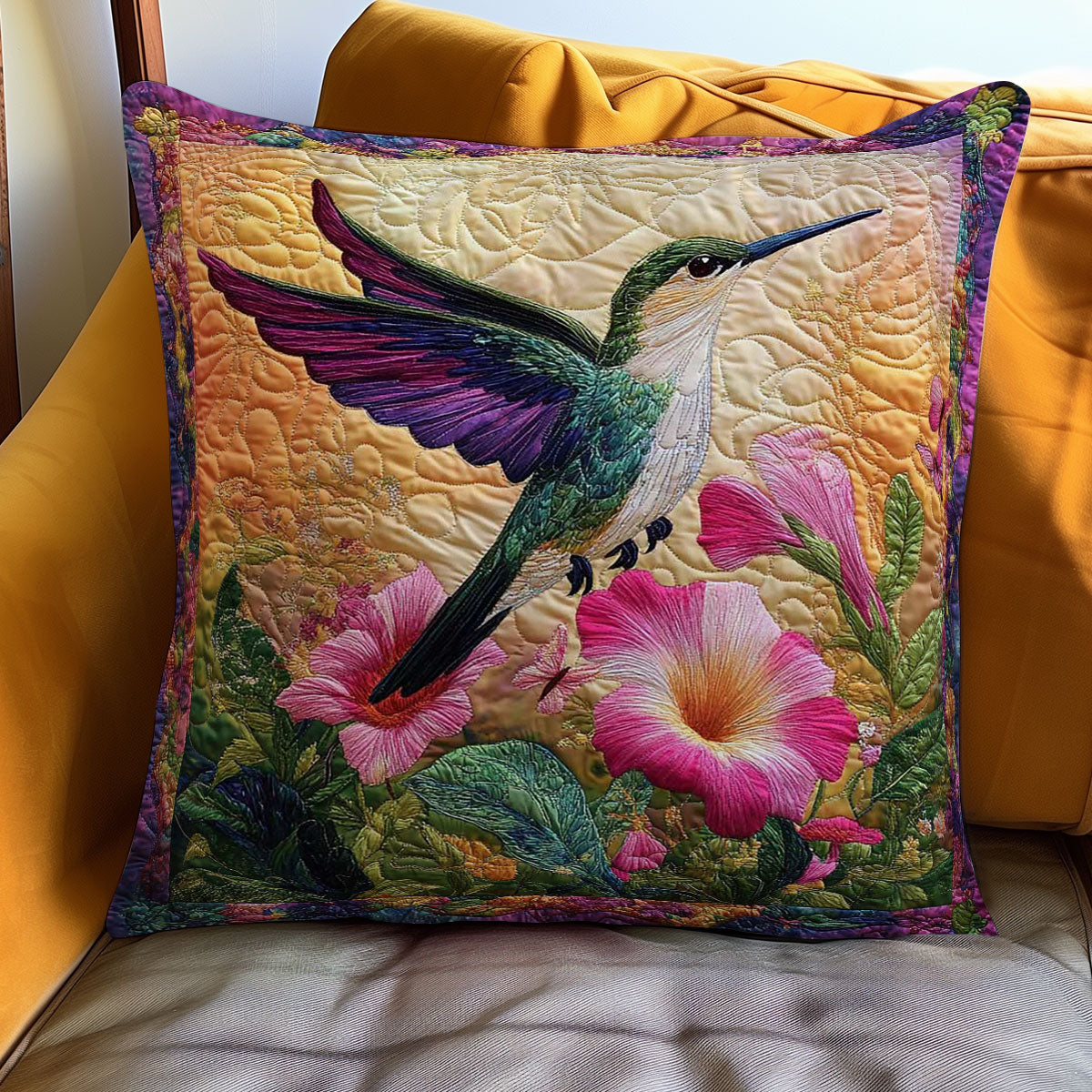 Hummingbird Paradise Quilt Pillow Case Meaningful Home Pillow Gift to Show You Care