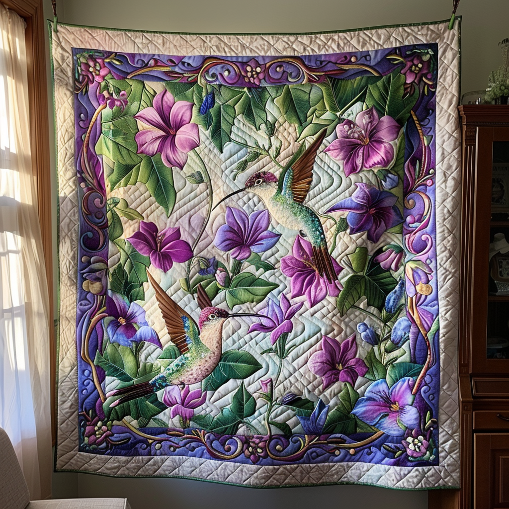 Hummingbird Paradise Quilted Blanket Gifts For Hummingbird Lovers