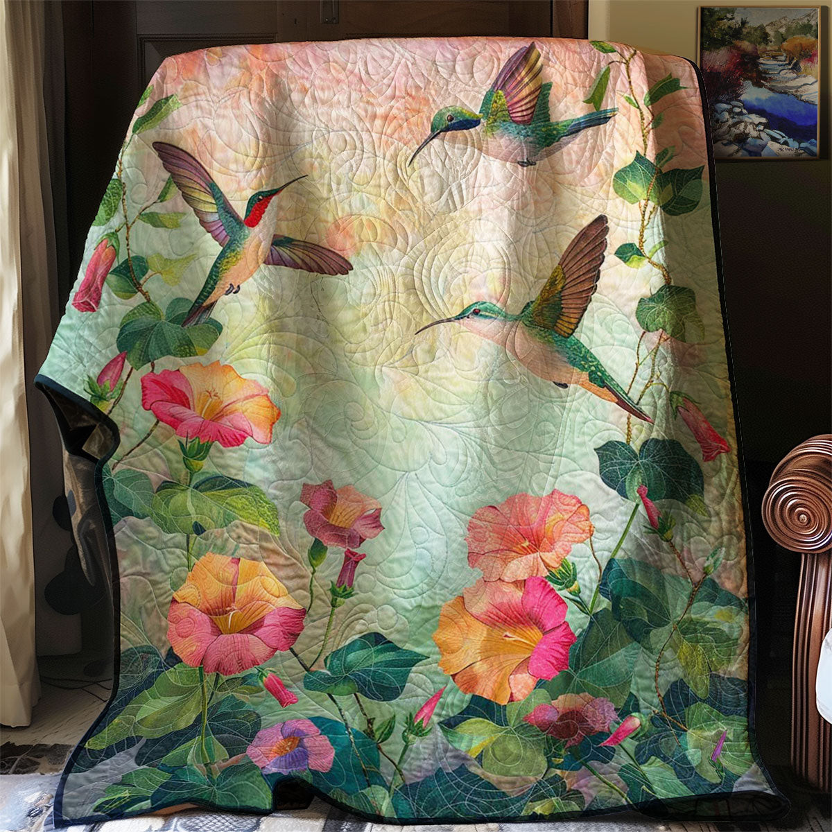 Hummingbird Quilt Blanket Throws And Blankets Special Birthday Gifts For Dad