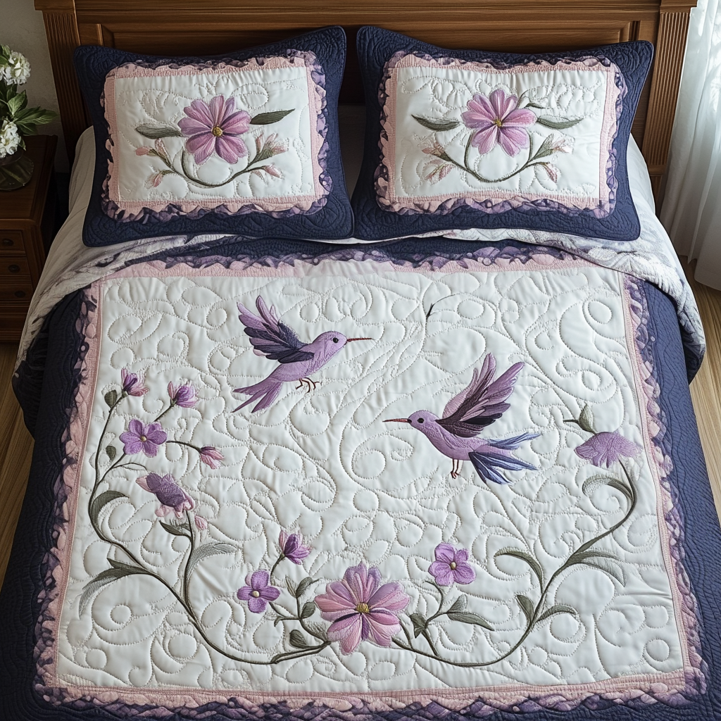 Hummingbird Quilted Bedding Set Holiday Duvet Covers Birthday Presents For Hummingbird Lovers