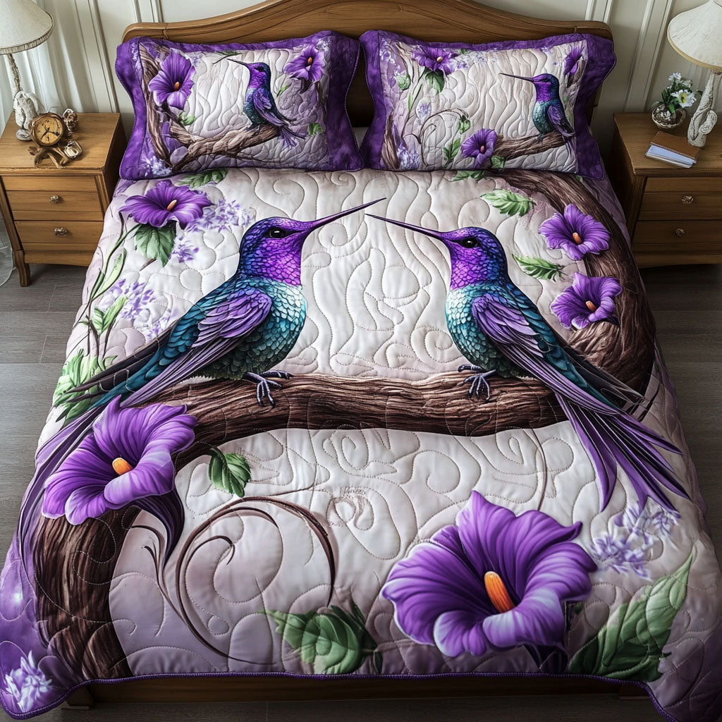 Hummingbird Quilted Bedding Set Xmas Holiday Duvet Cover Set Best Hummingbird Themed Gifts - Image 9