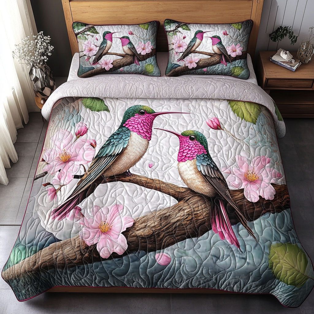 Hummingbird Quilted Bedding Set Xmas Holiday Duvet Cover Set Best Hummingbird Themed Gifts - Image 8