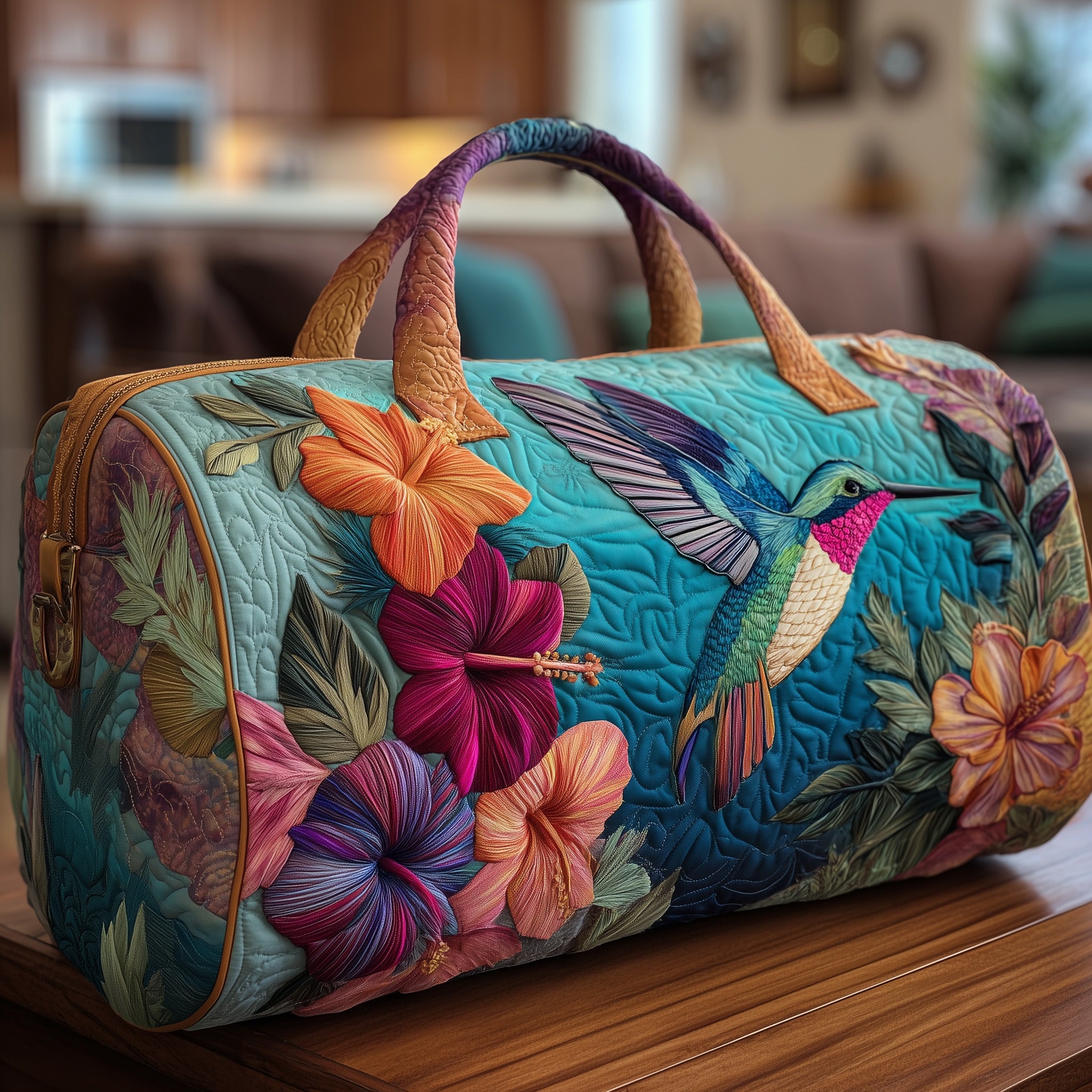Hummingbird Quilted Duffle Bag For Carry On Use