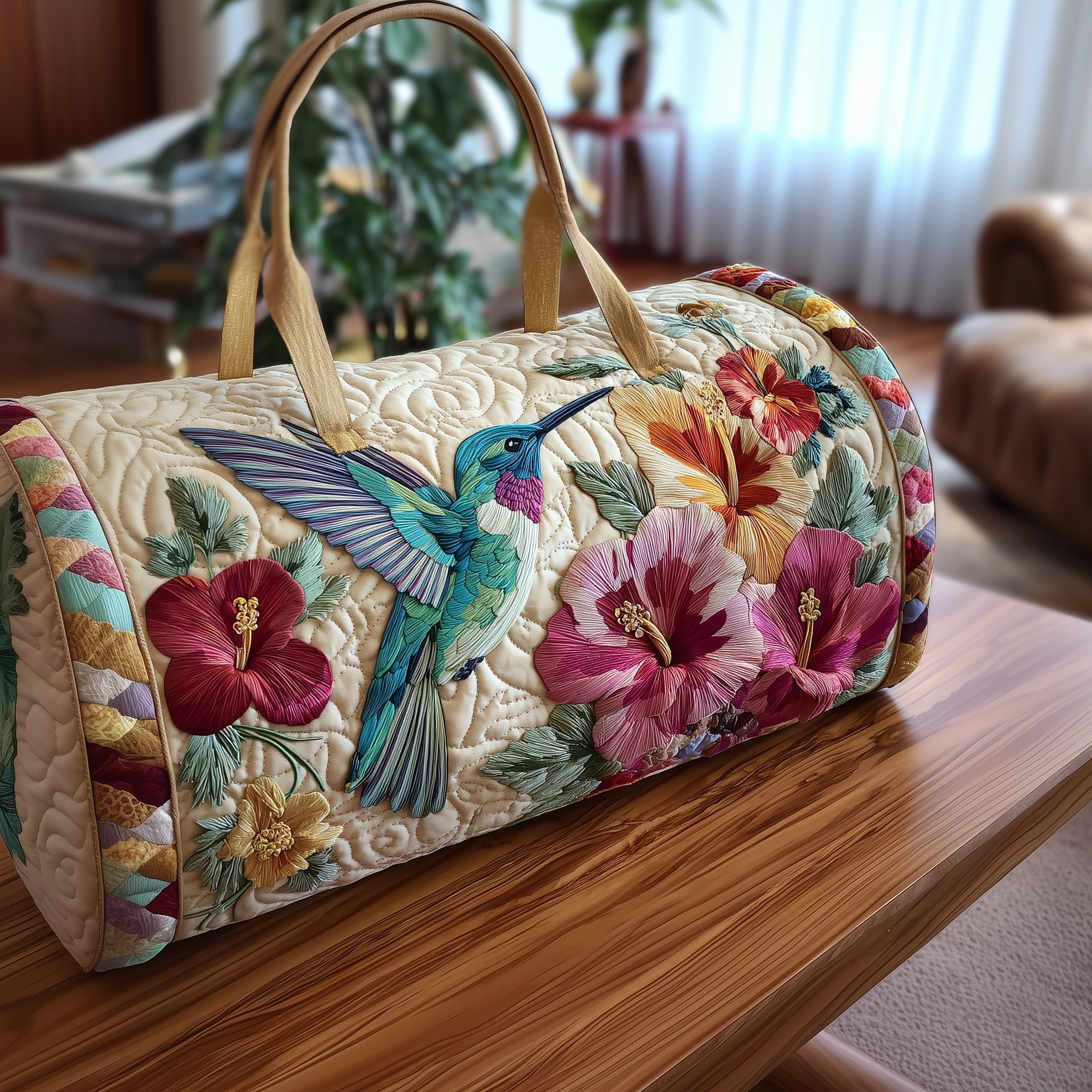 Hummingbird Quilted Duffle Bag For Daily Commute
