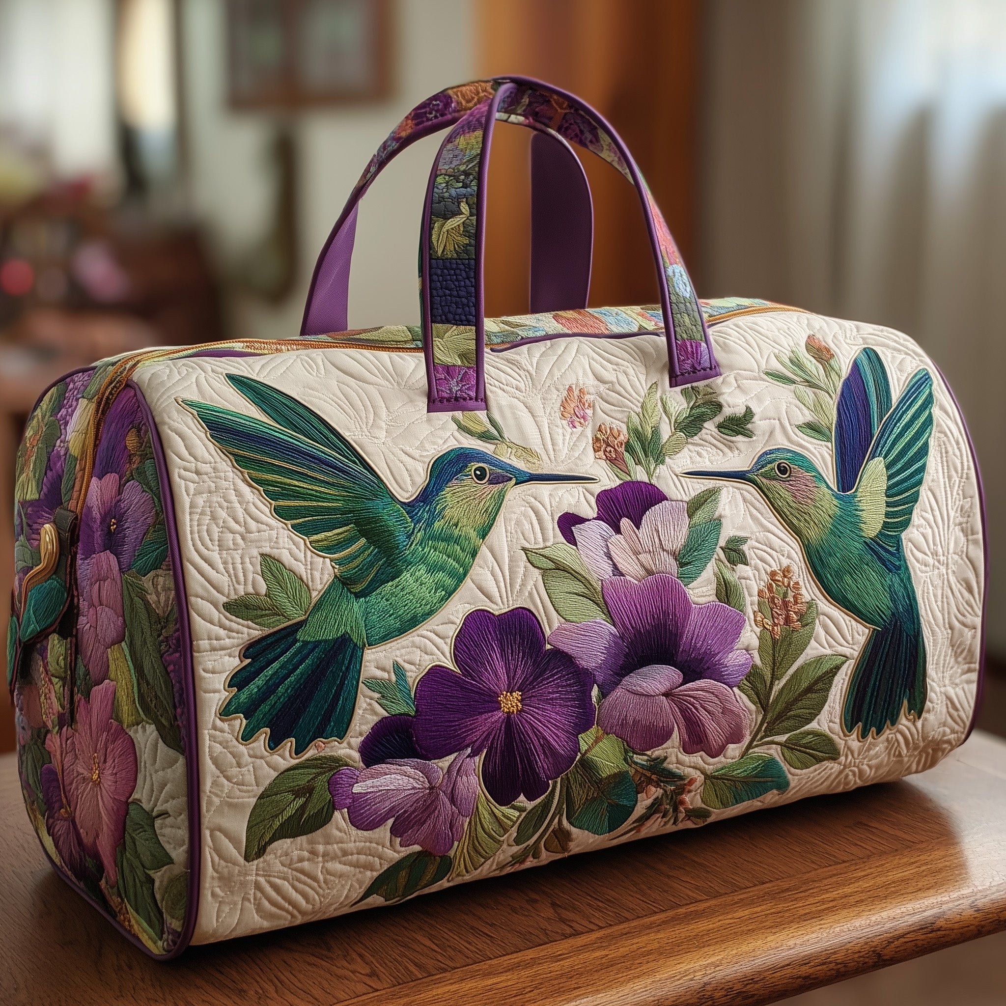 Hummingbird Quilted Duffle Bag For Outdoor Activities
