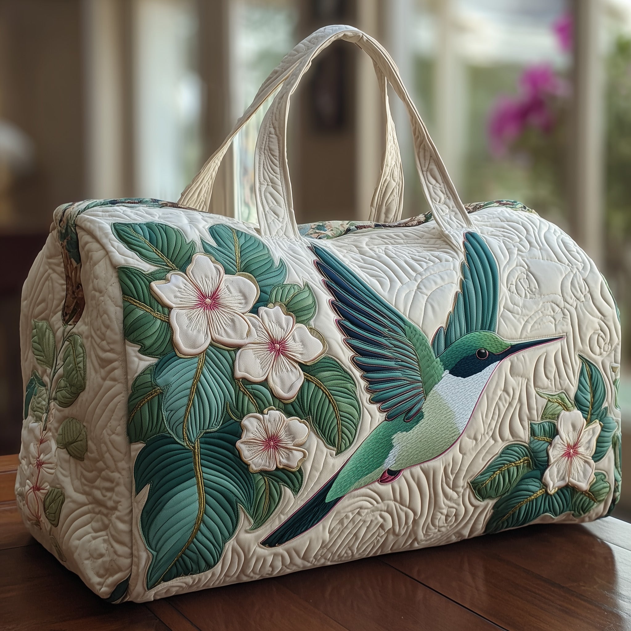 Hummingbird Quilted Duffle Bag For School And Gym
