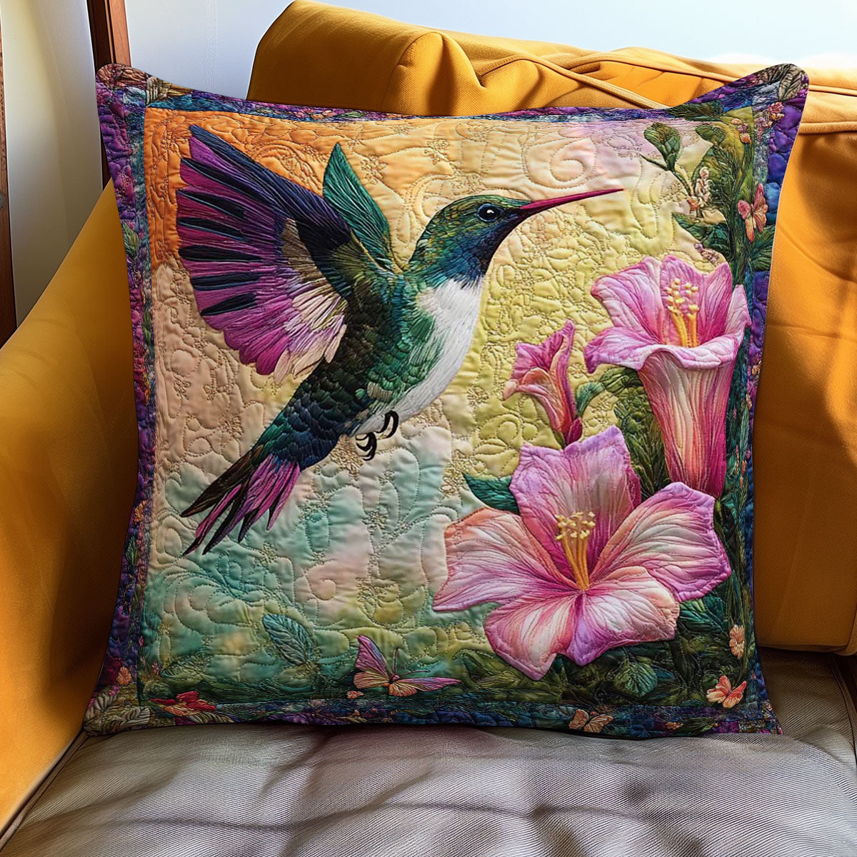 Hummingbird Serenade Quilted Pillow Case Hummingbird Themed Pillows Mummy Gifts From Daughter