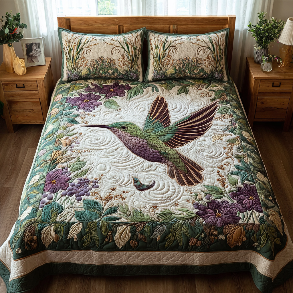 Hummingbird Song Quilted Bedding Set Bedroom Decorations Best Hummingbird Related Gifts