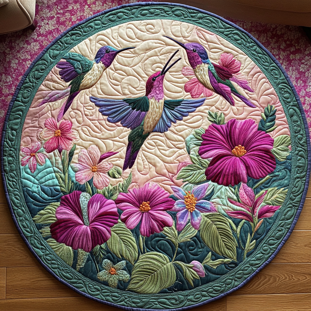 Hummingbird Song Quilted Round Mat Home Entrance Decor Ideas Beautiful Hummingbird Gifts