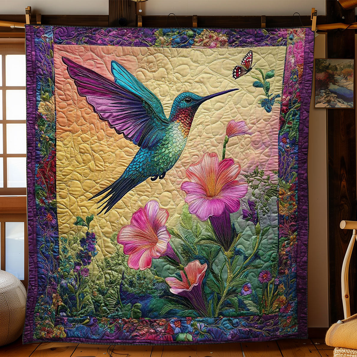 Hummingbird Symphony Quilted Blanket Throws And Blankets Christmas Present For Adult Daughter