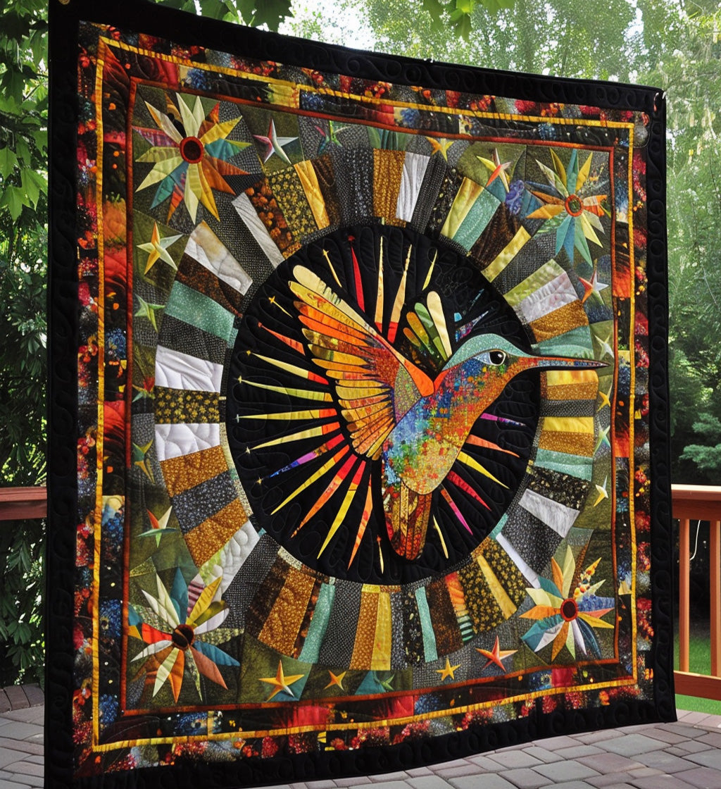 Hummingbird Totem Quilted Blanket Gifts For Hummingbird Lovers